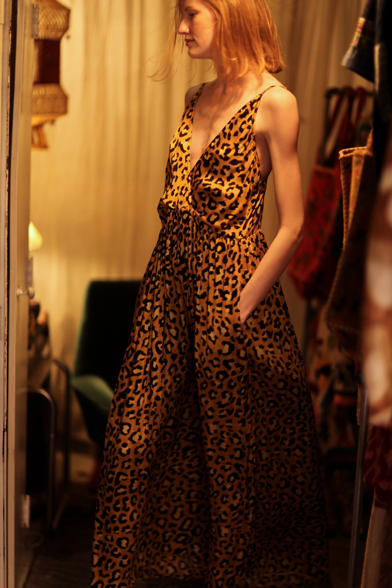 SILK DRESS LILY LEO PRINT DARK