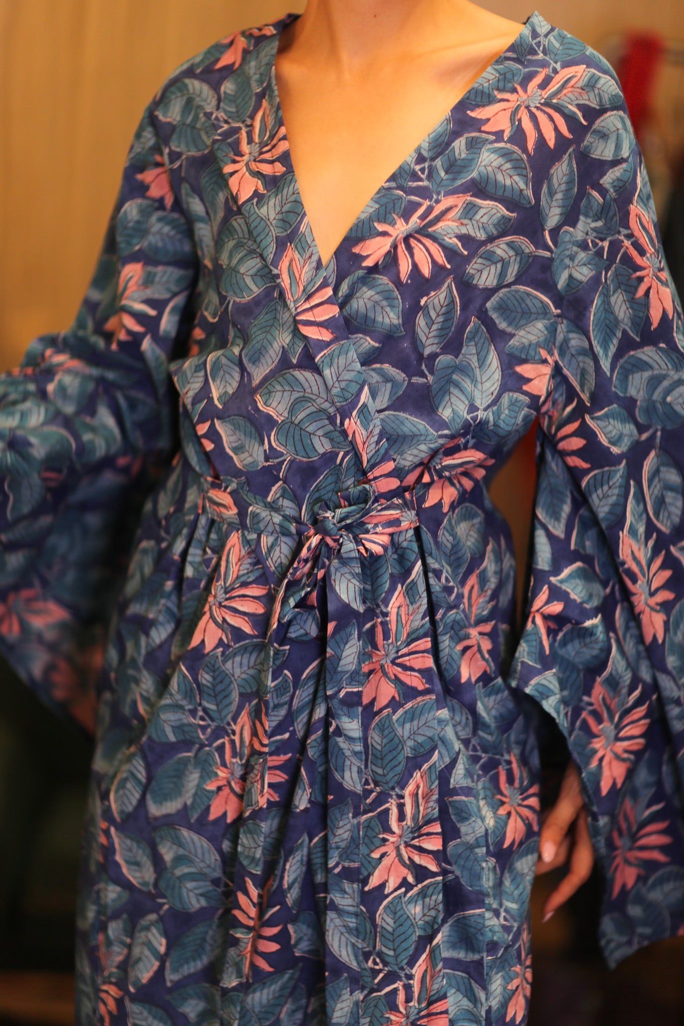 HANDBLOCK COTTON WINGS KIMONO PINA CODIA