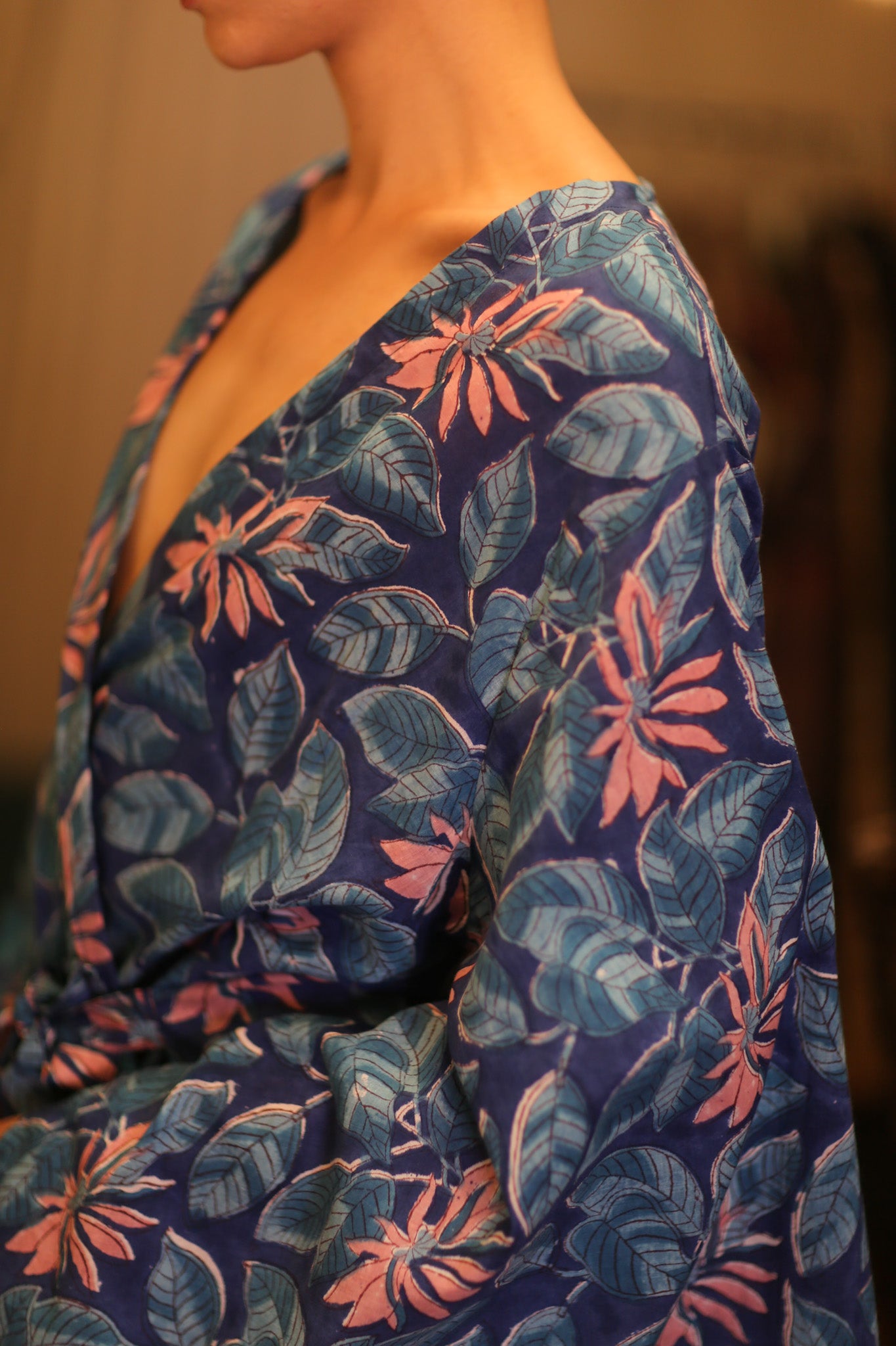 HANDBLOCK COTTON WINGS KIMONO PINA CODIA