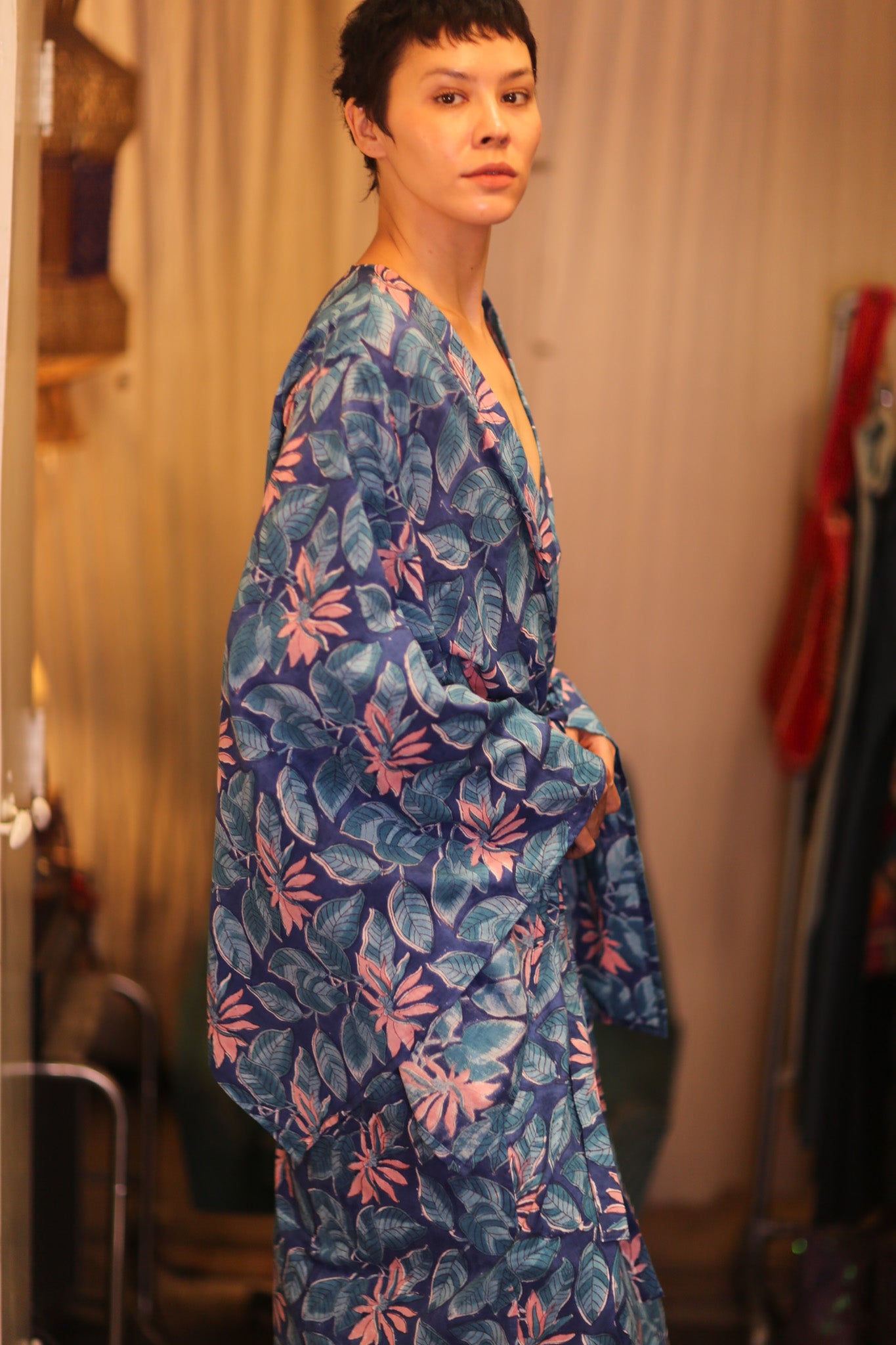 HANDBLOCK COTTON WINGS KIMONO PINA CODIA