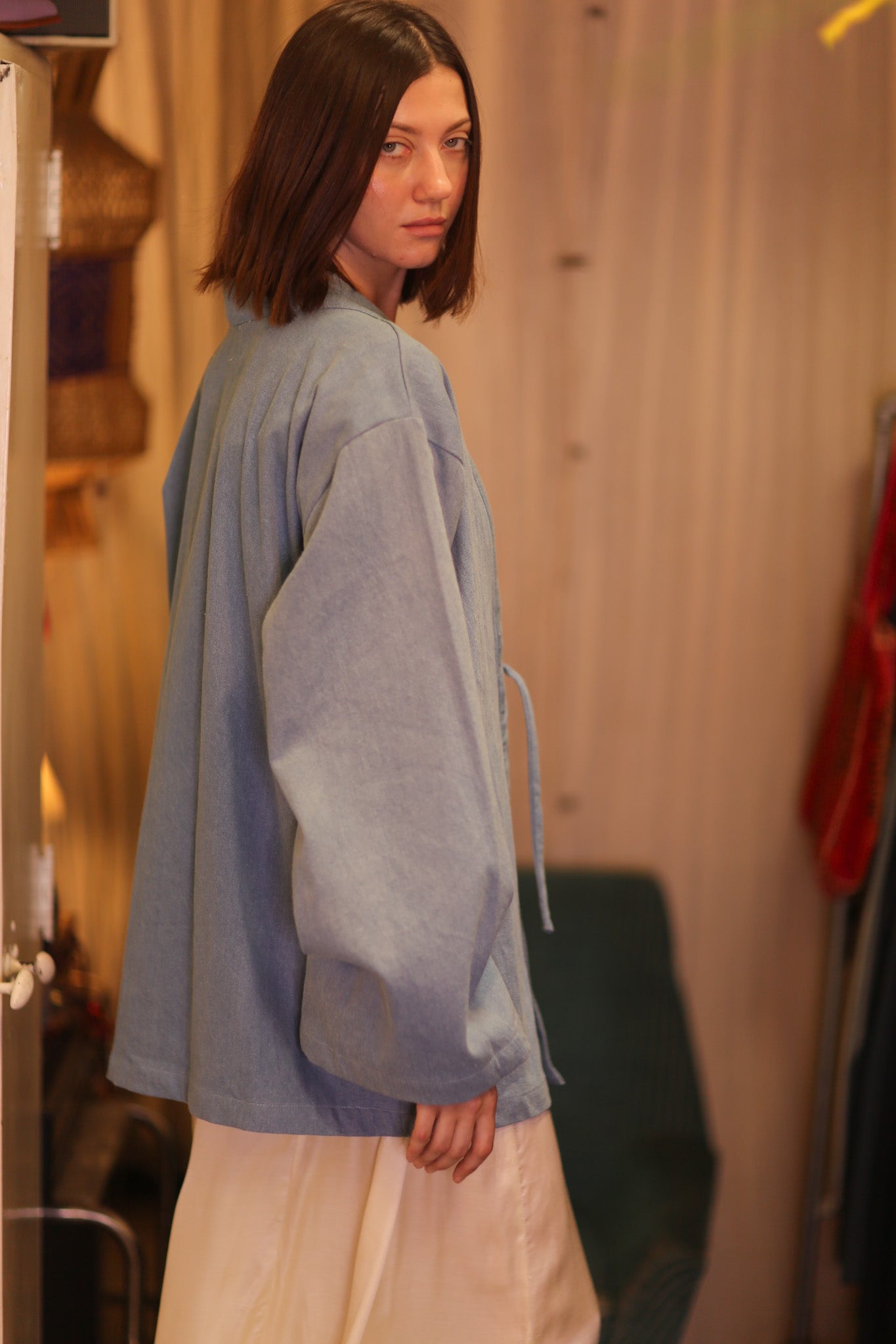 DENIM SHORT KIMONO JUENTRA LIGHTBLUE