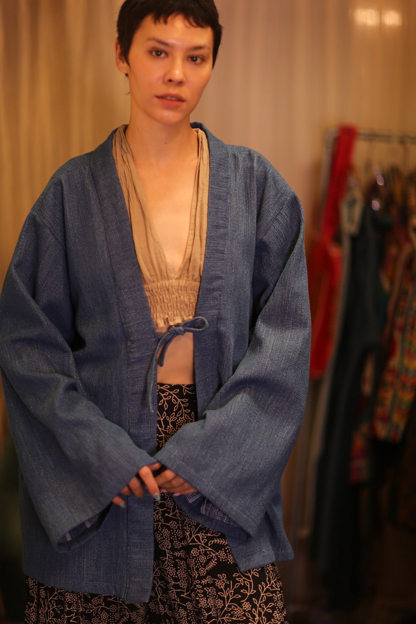 DENIM SHORT KIMONO JUENTRA DARKBLUE