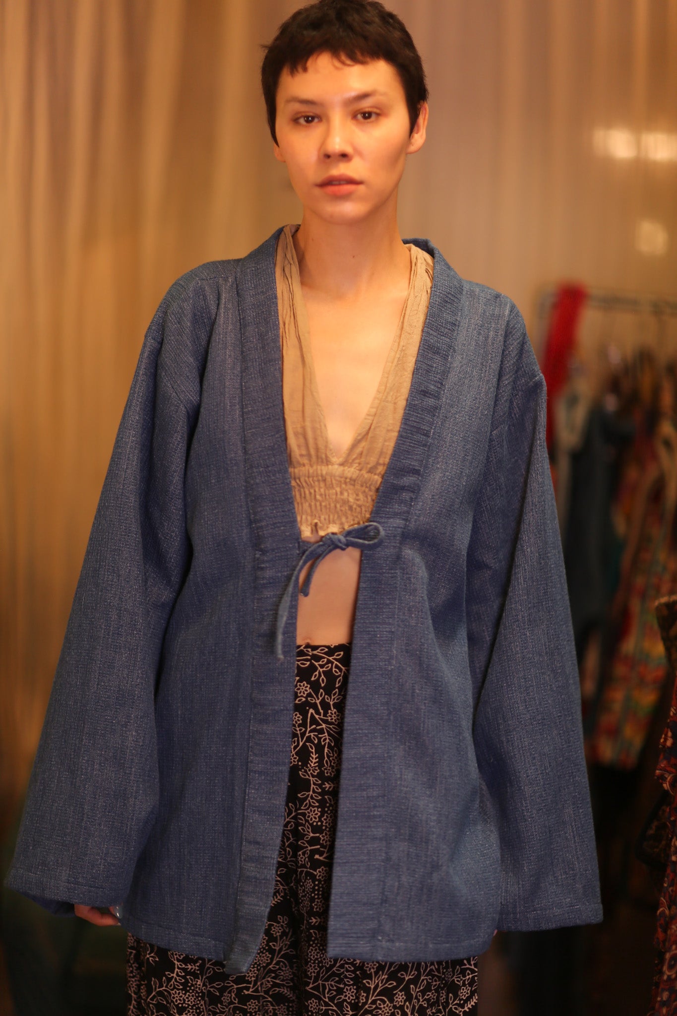 DENIM SHORT KIMONO JUENTRA DARKBLUE