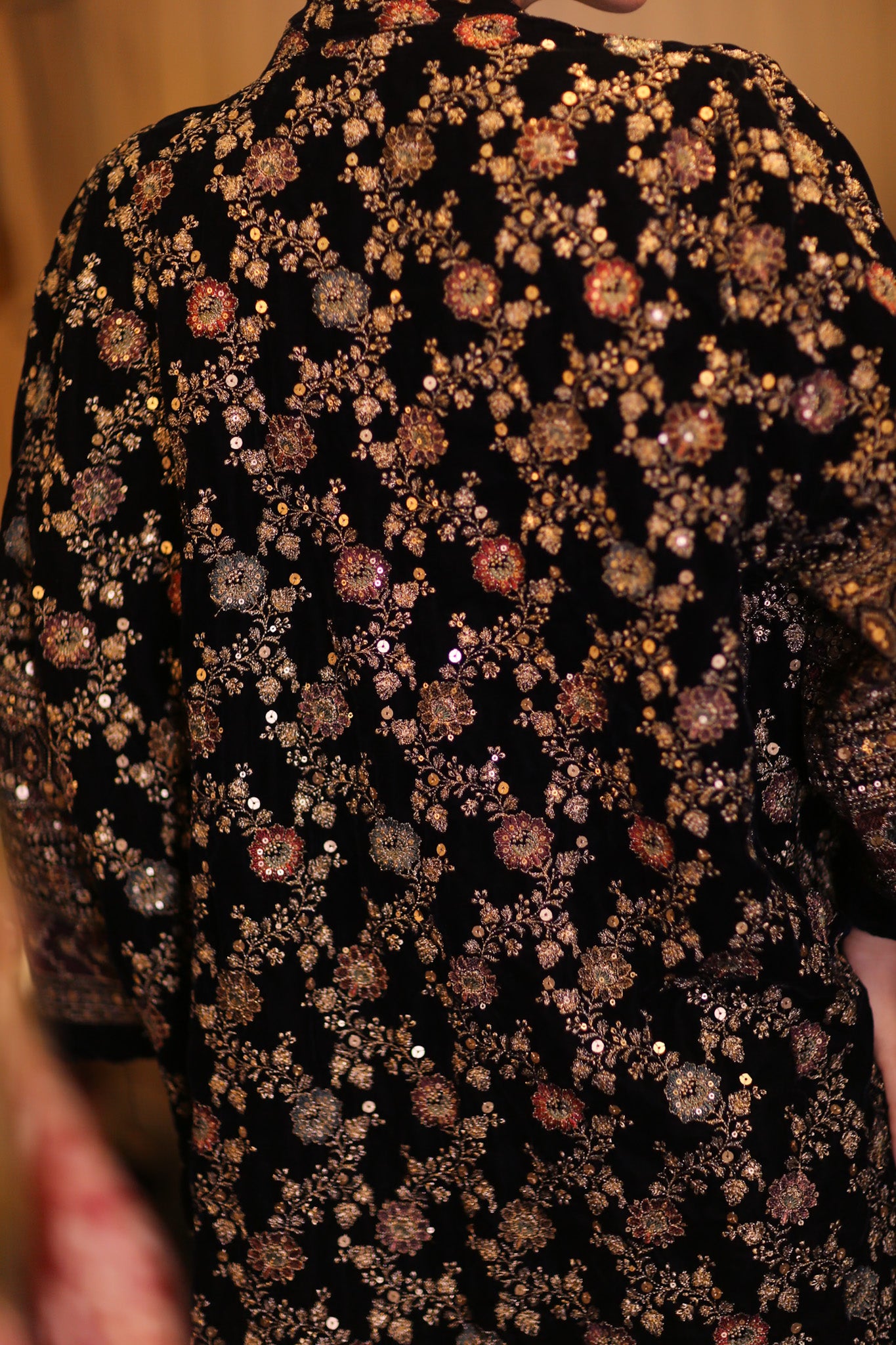 EMBROIDERED VELVET LONG KIMONO MINOSCH