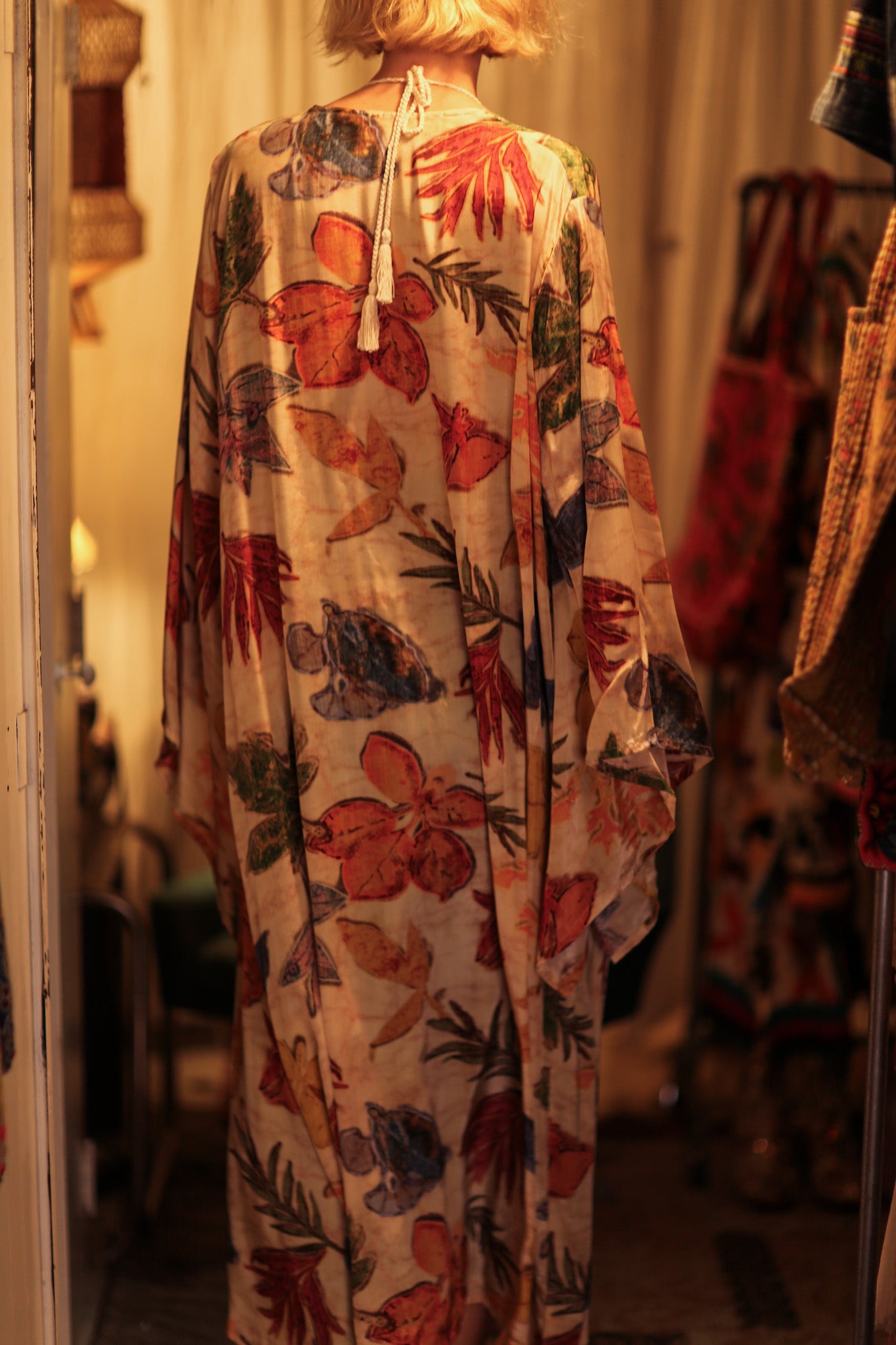 PINA SILK KIMONO PRESSED FLOWERS