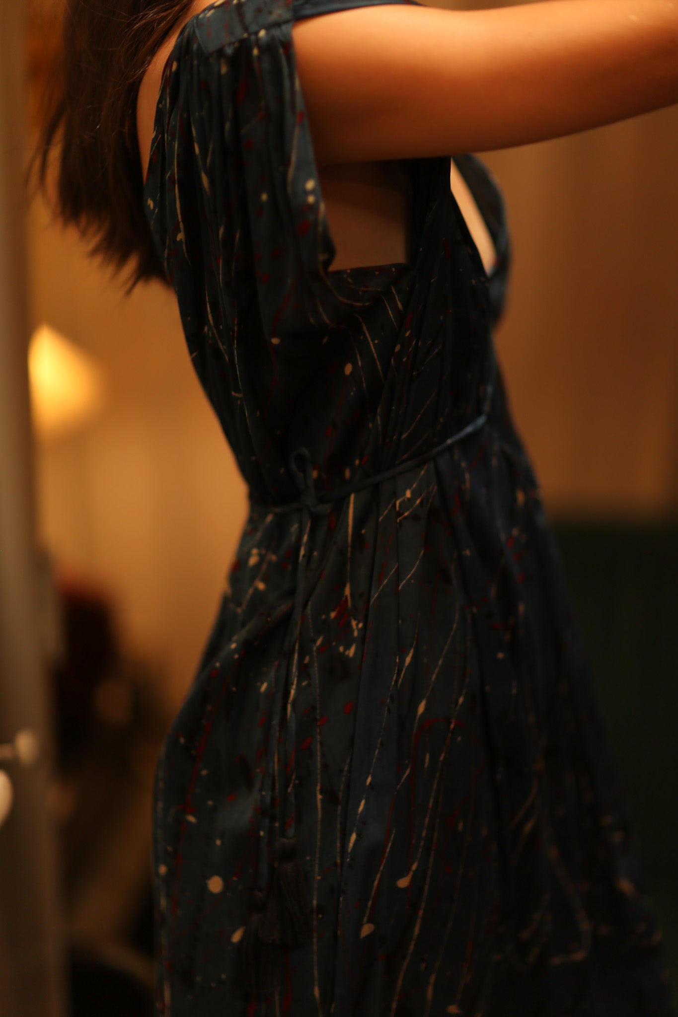 VICTORIA SILK DRESS BLUE POLLOCK