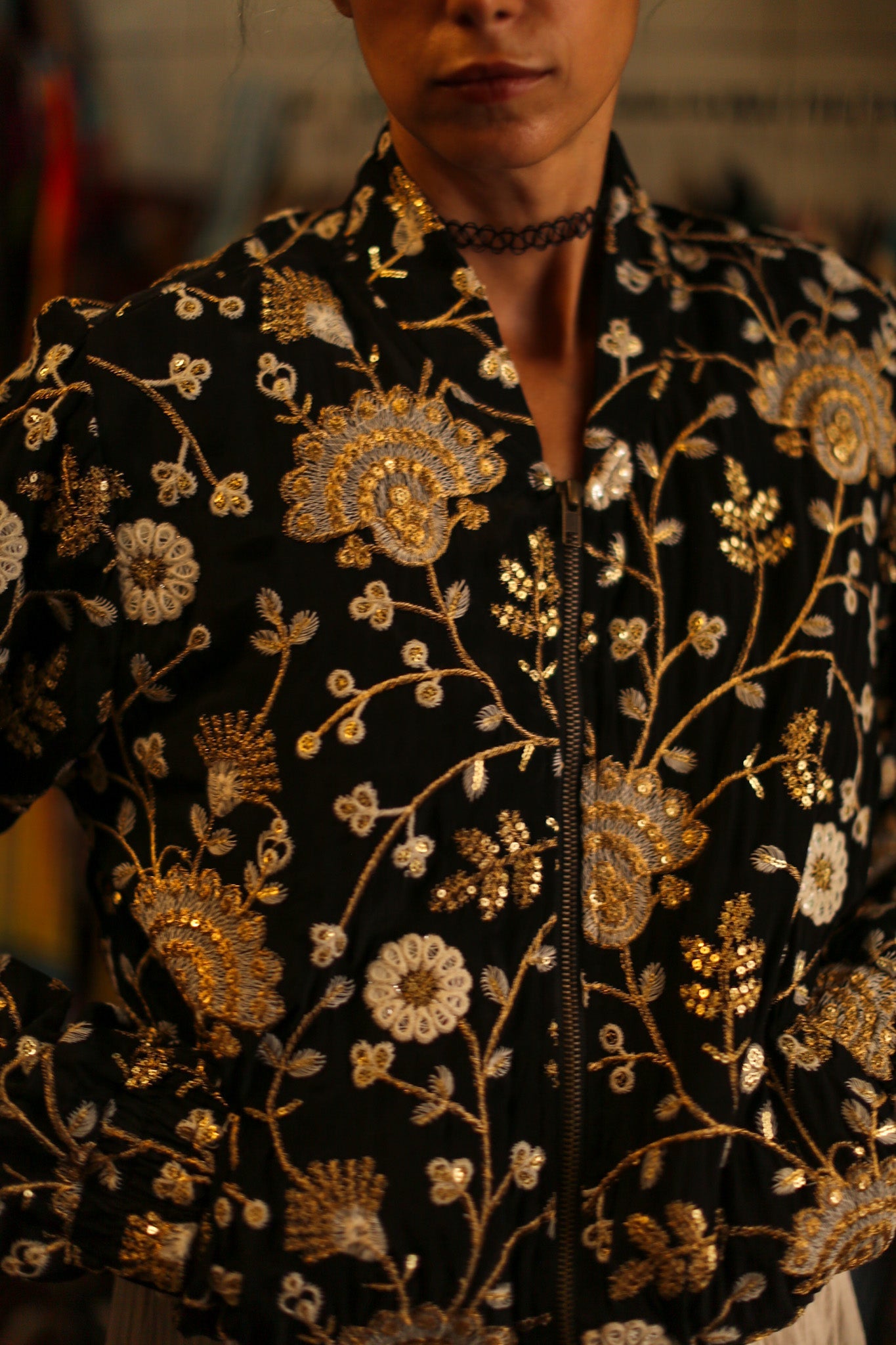SILK EMBROIDERED BOMBER JACKET LISA