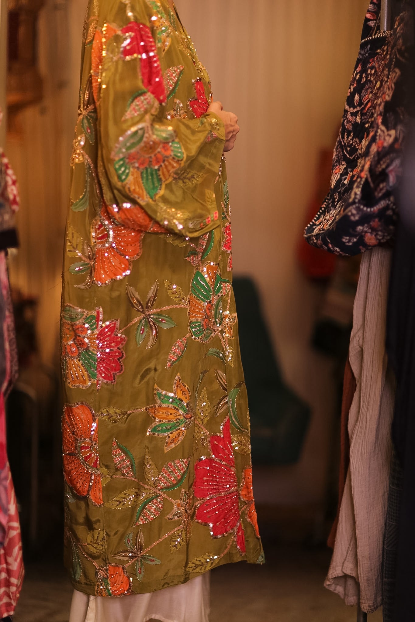 EMBROIDERED SILK KIMONO ROSE GABRIEL