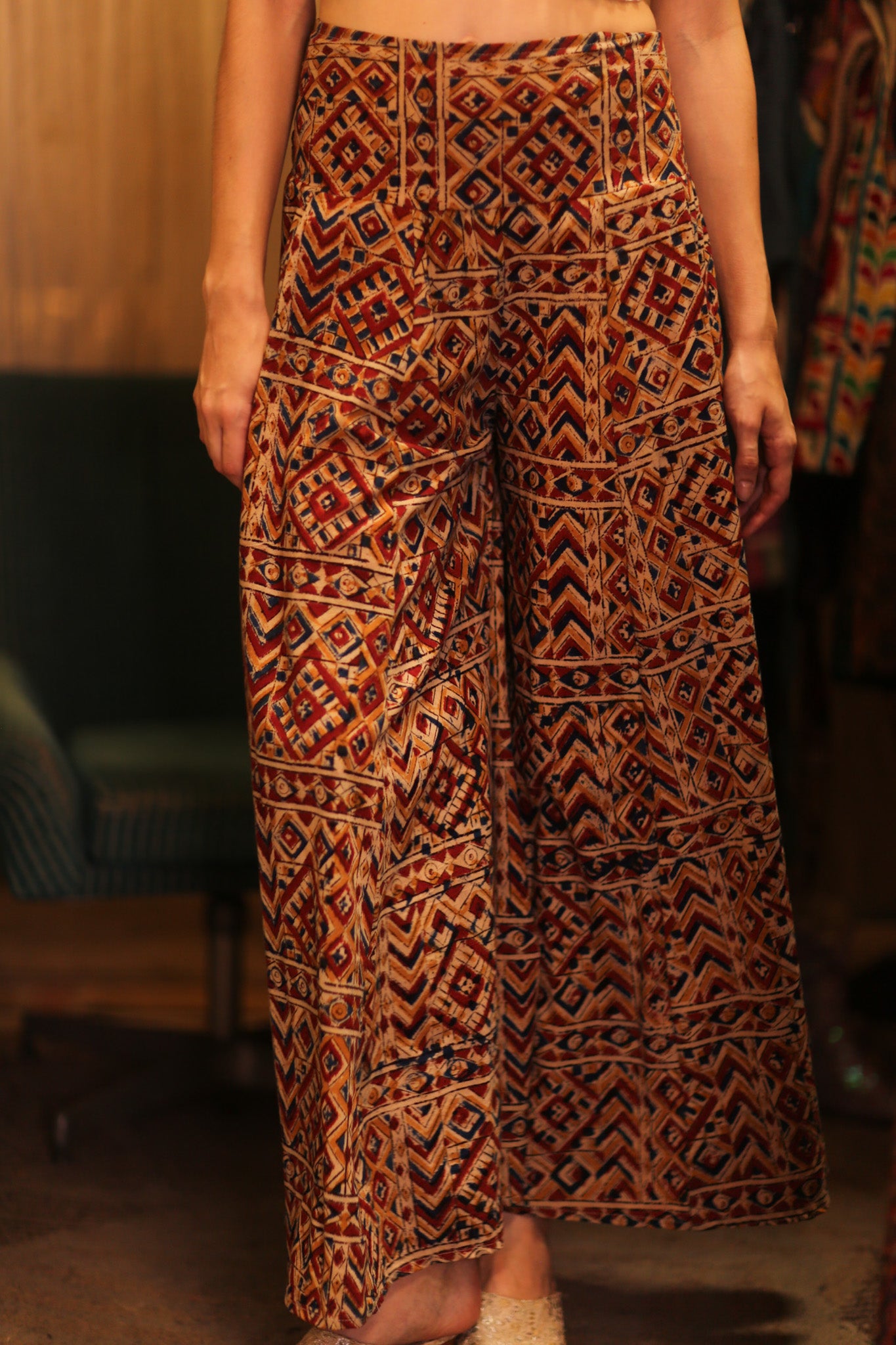 COTTON WIDE LEGS LONG PANTS RUBY MHAMKWET