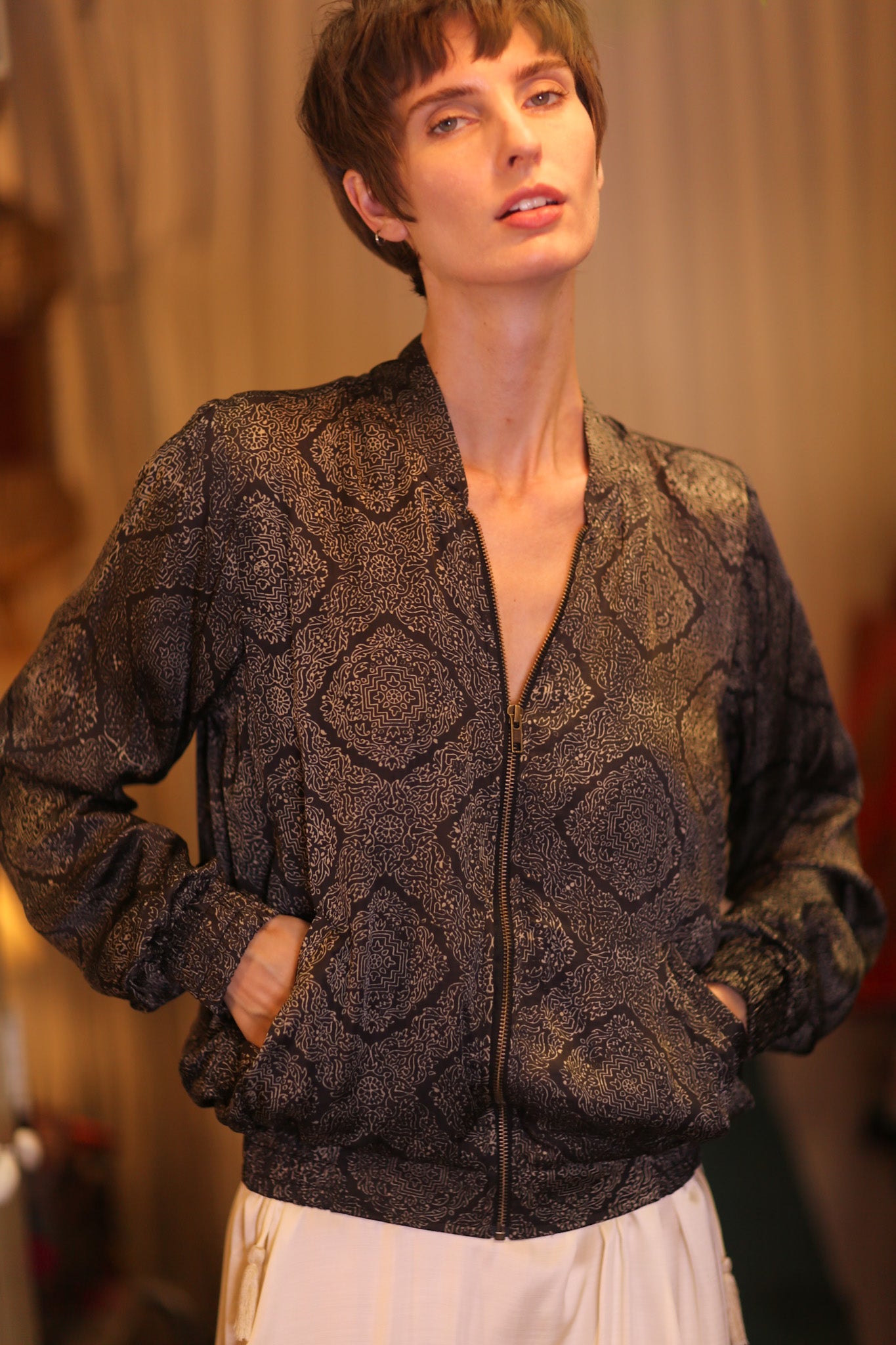 SILK BOMBER JACKET ANCHA KANON