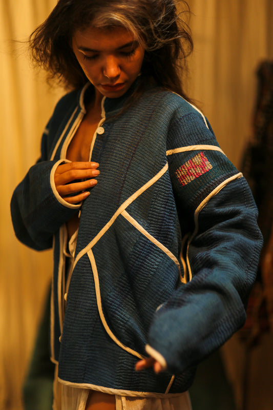 KANTHA JACKET BLUE OCEAN