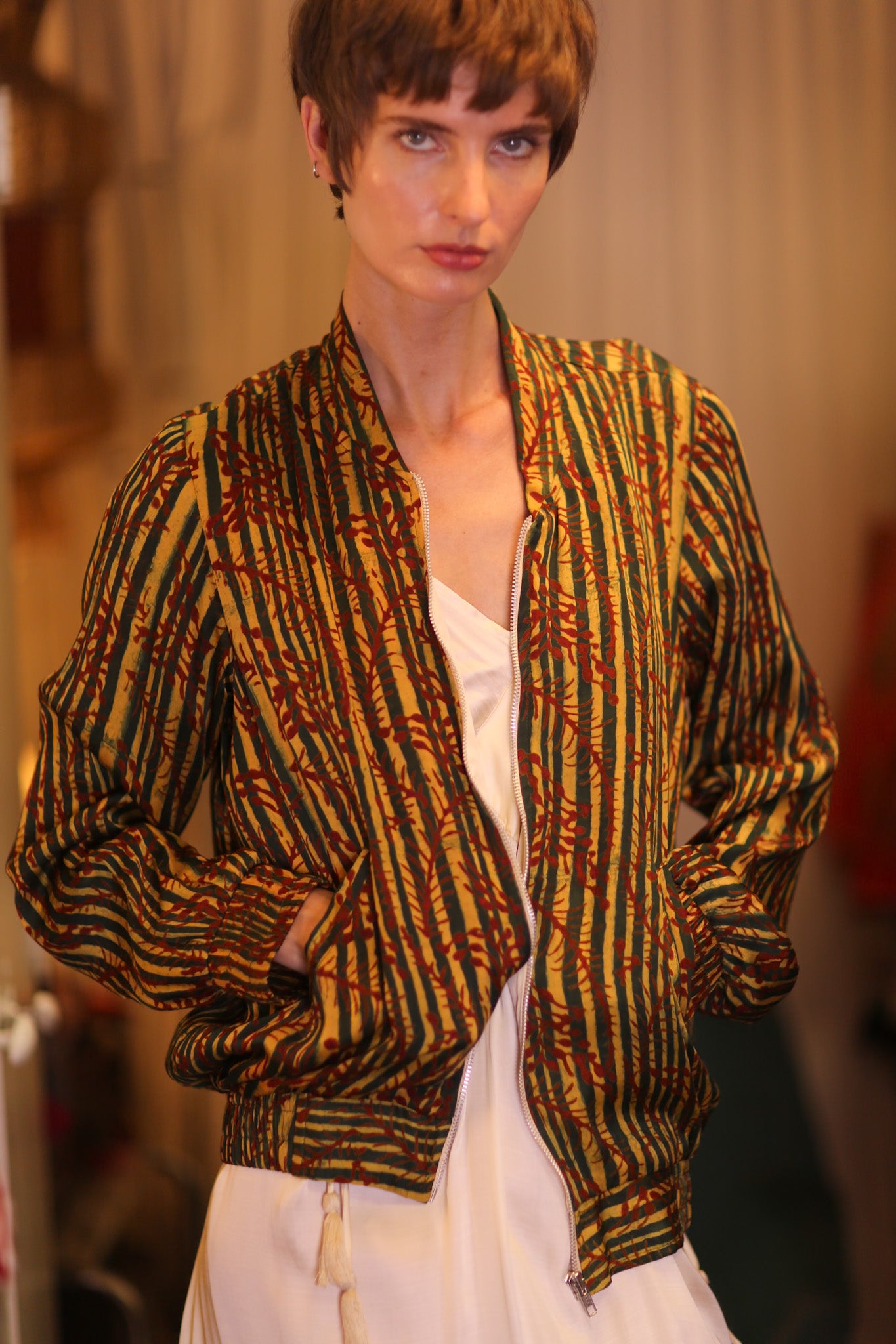 SILK BOMBER JACKET ANCHA BAMREST