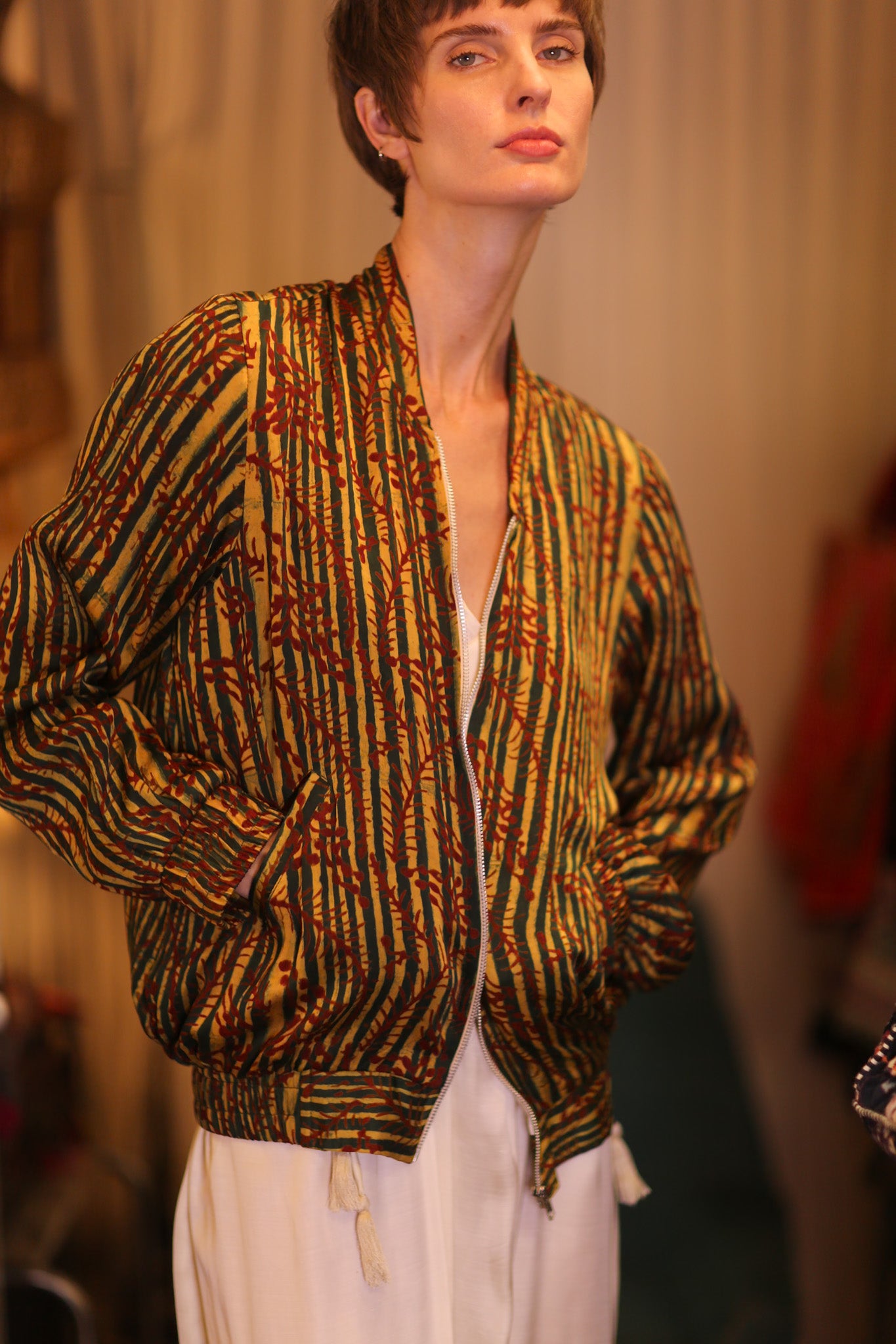 SILK BOMBER JACKET ANCHA BAMREST