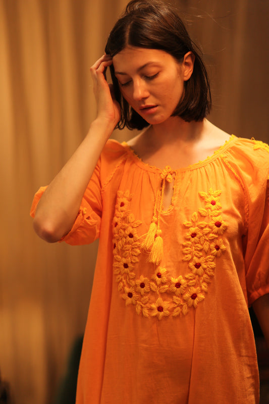 ADELE EMBROIDERED FLOWER DRESS