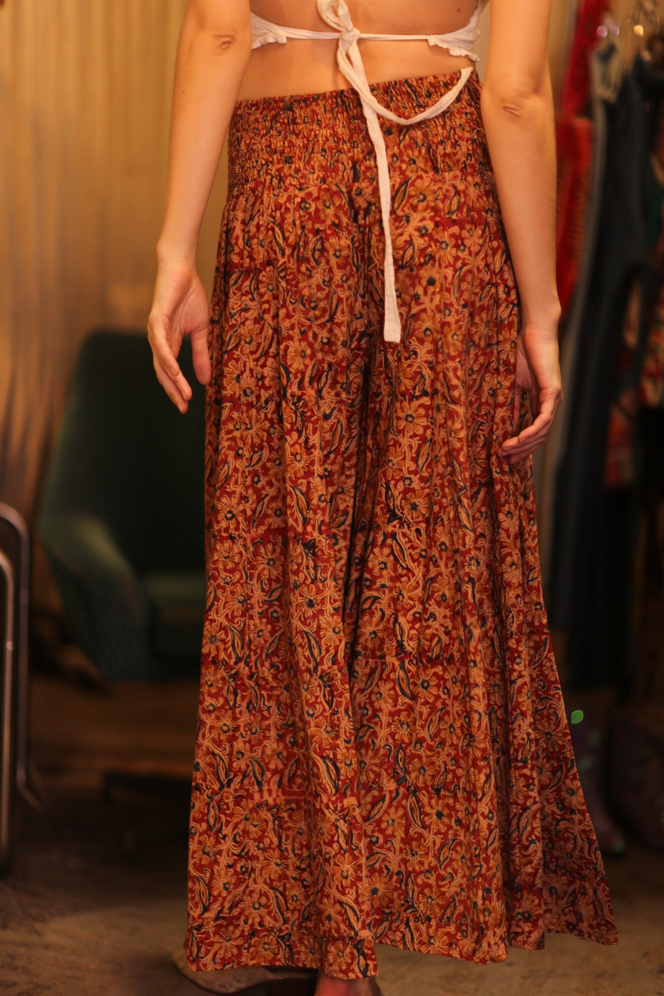 COTTON WIDE LEGS LONG PANTS RUBY SINFANOL