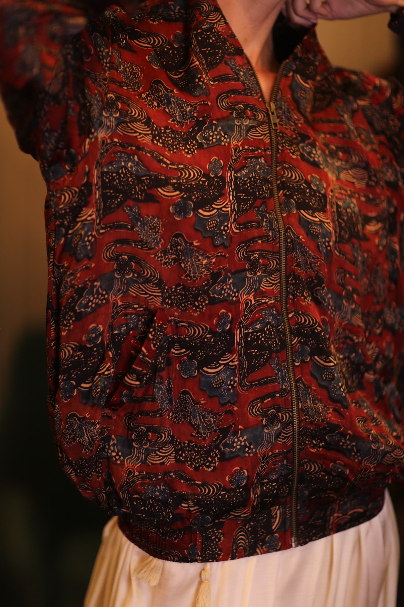 SILK BOMBER JACKET ANCHA RUBY