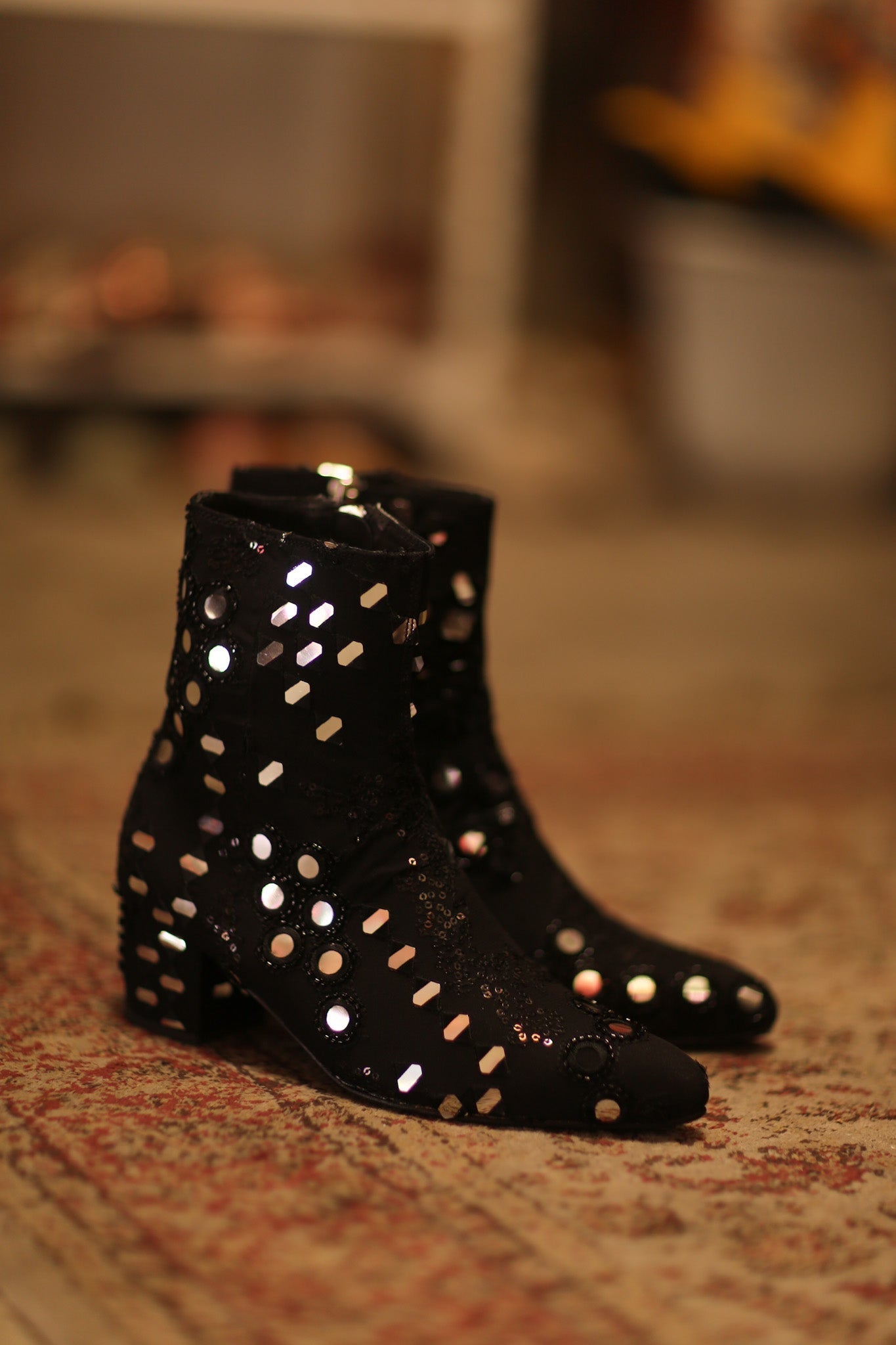 BLACK EMBROIDERED BOOTS LENNY - BANGKOK TAILOR CLOTHING STORE - HANDMADE CLOTHING