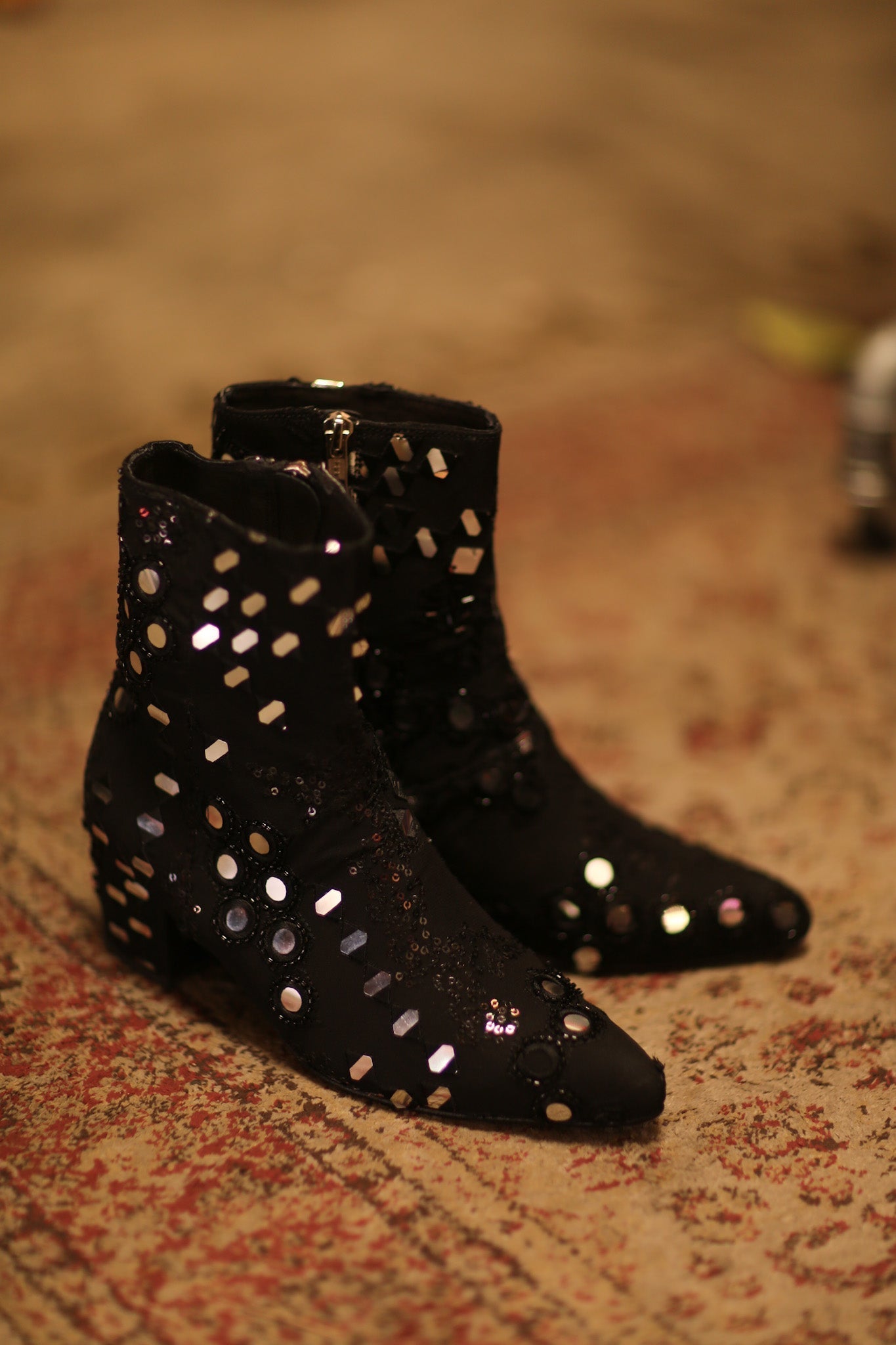 BLACK EMBROIDERED BOOTS LENNY - BANGKOK TAILOR CLOTHING STORE - HANDMADE CLOTHING