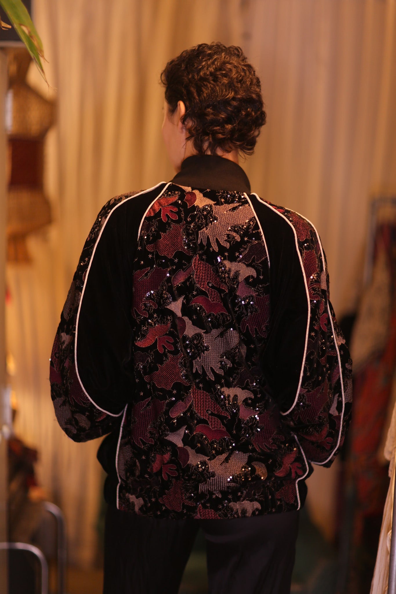 BLACK EMBROIDERED VELVET JACKET MINE - BANGKOK TAILOR CLOTHING STORE - HANDMADE CLOTHING