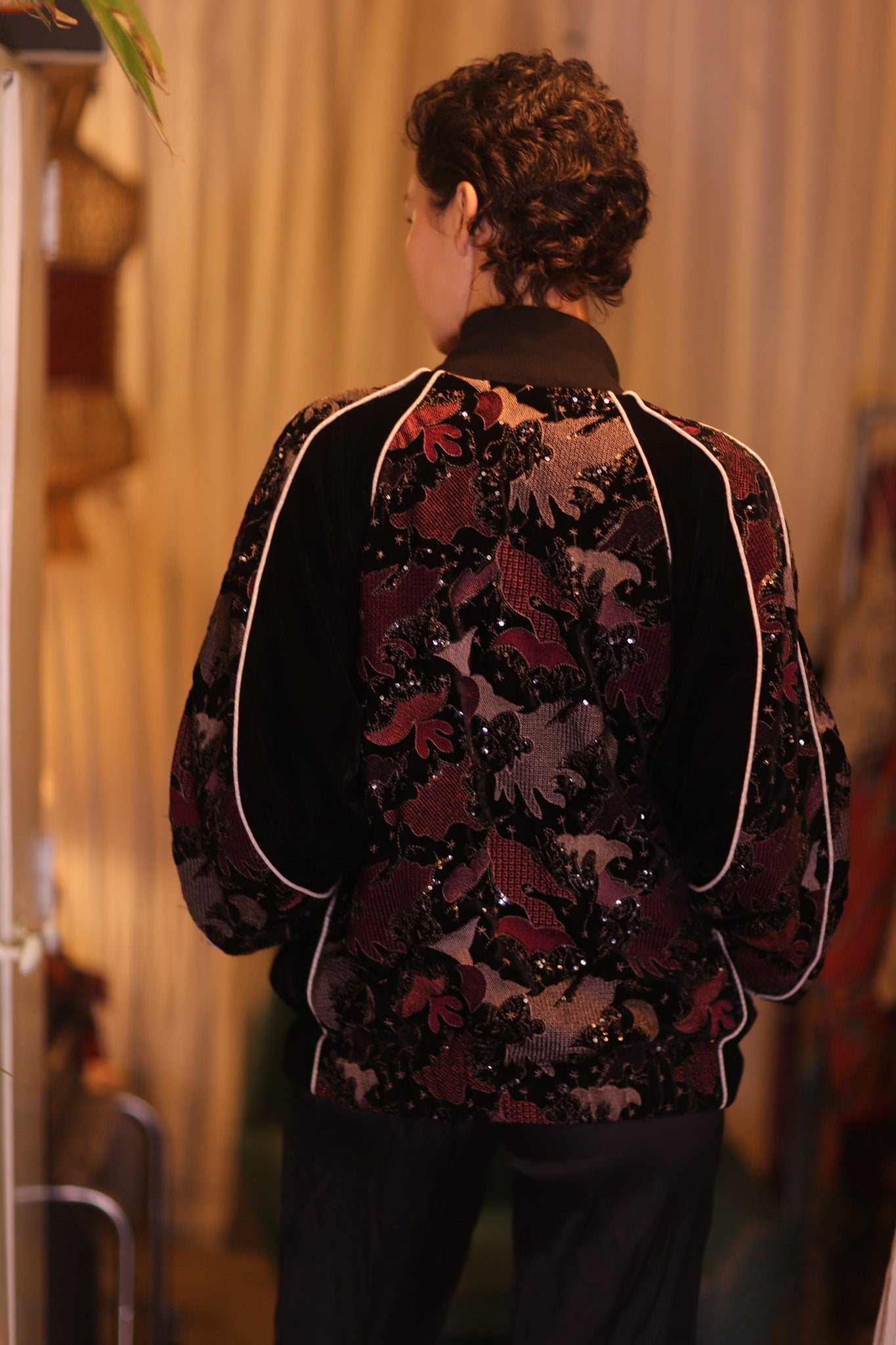 BLACK EMBROIDERED VELVET JACKET MINE - BANGKOK TAILOR CLOTHING STORE - HANDMADE CLOTHING
