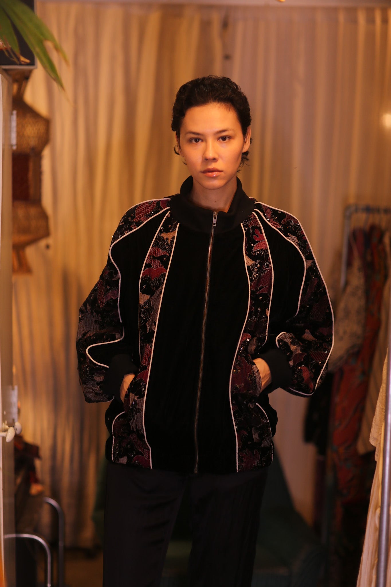 BLACK EMBROIDERED VELVET JACKET MINE - BANGKOK TAILOR CLOTHING STORE - HANDMADE CLOTHING