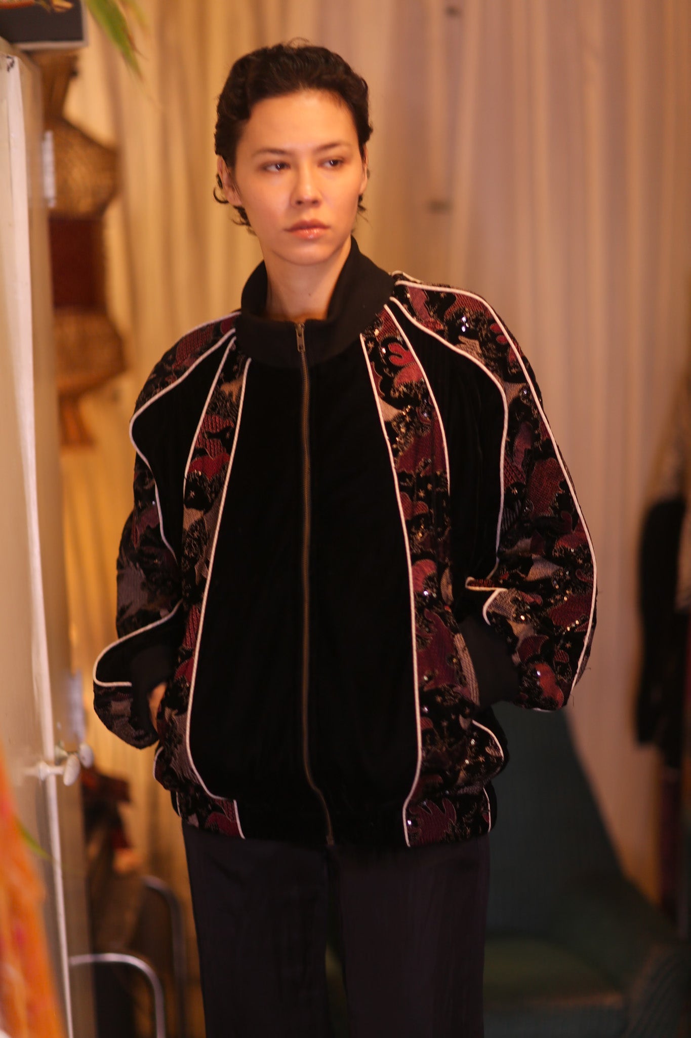 BLACK EMBROIDERED VELVET JACKET MINE - BANGKOK TAILOR CLOTHING STORE - HANDMADE CLOTHING