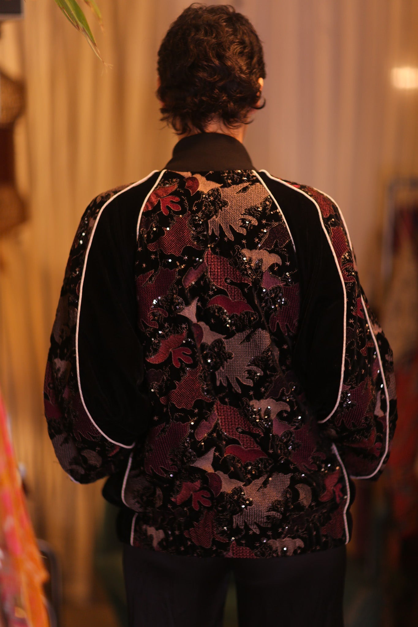 BLACK EMBROIDERED VELVET JACKET MINE - BANGKOK TAILOR CLOTHING STORE - HANDMADE CLOTHING