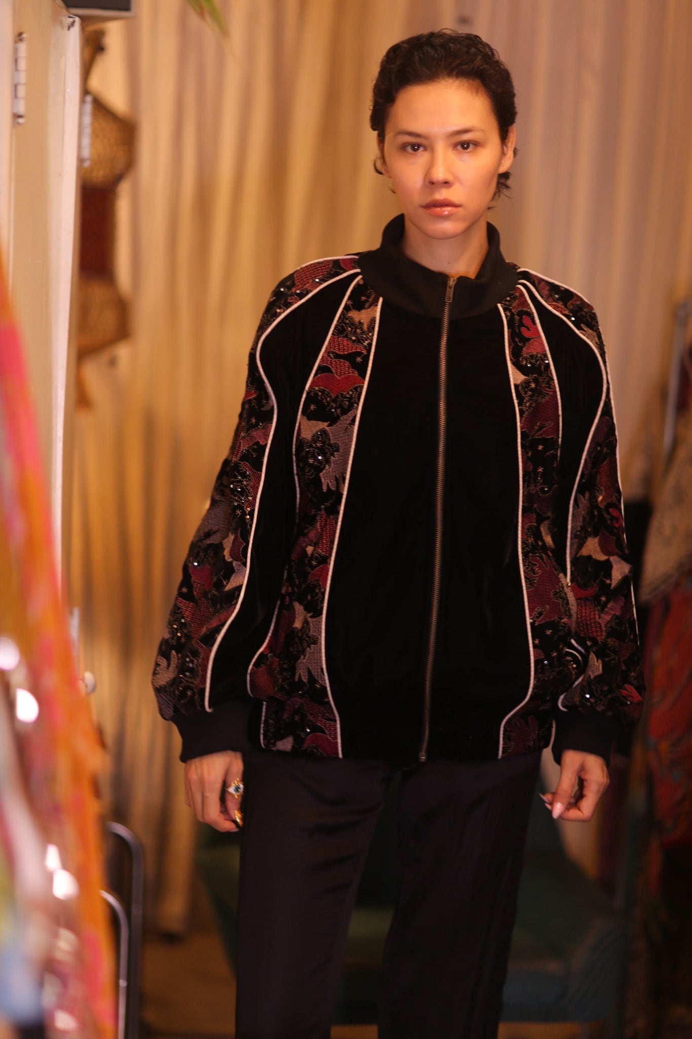 BLACK EMBROIDERED VELVET JACKET MINE - BANGKOK TAILOR CLOTHING STORE - HANDMADE CLOTHING