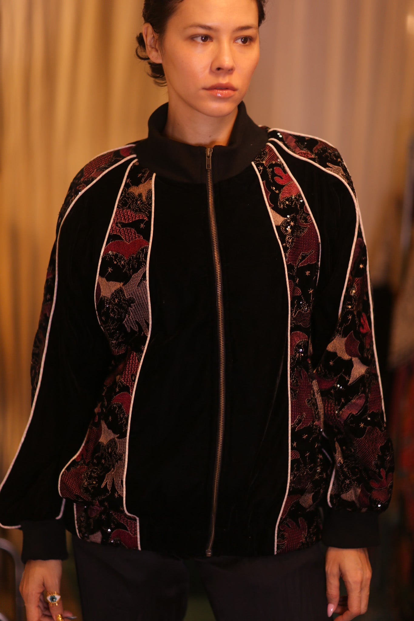 BLACK EMBROIDERED VELVET JACKET MINE - BANGKOK TAILOR CLOTHING STORE - HANDMADE CLOTHING