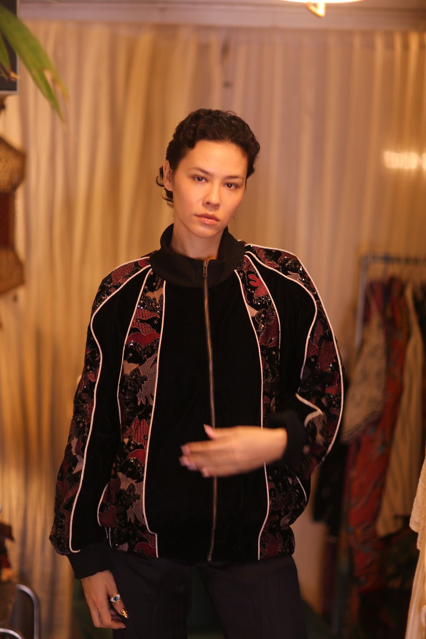 BLACK EMBROIDERED VELVET JACKET MINE - BANGKOK TAILOR CLOTHING STORE - HANDMADE CLOTHING