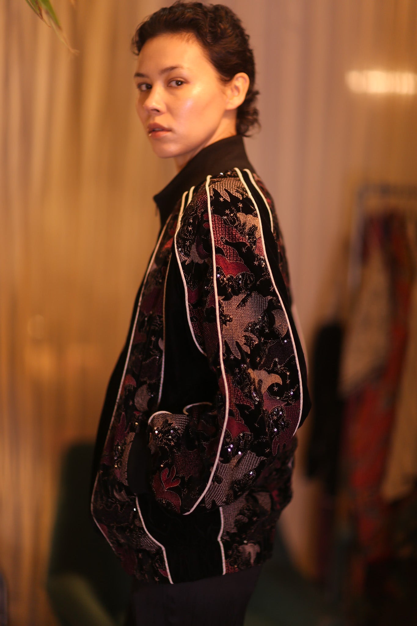 BLACK EMBROIDERED VELVET JACKET MINE - BANGKOK TAILOR CLOTHING STORE - HANDMADE CLOTHING