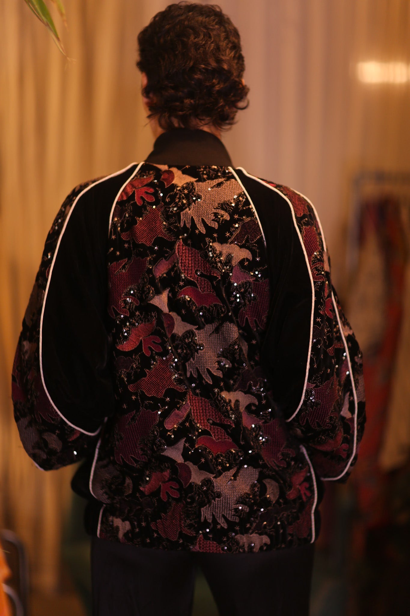 BLACK EMBROIDERED VELVET JACKET MINE - BANGKOK TAILOR CLOTHING STORE - HANDMADE CLOTHING