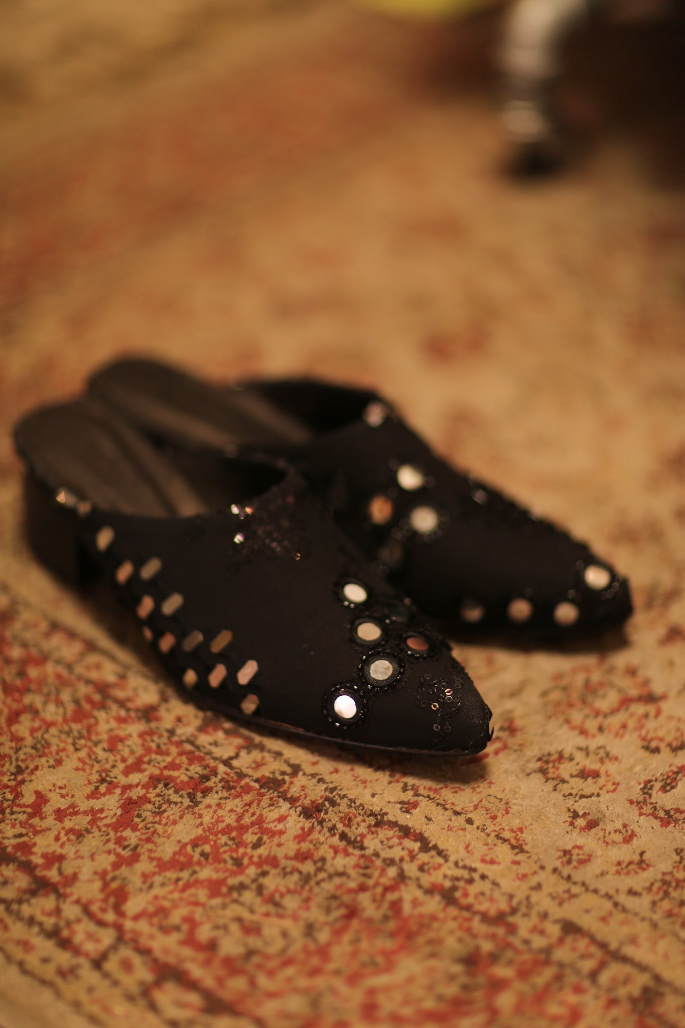 BLACK HEELED MULES LINERA - BANGKOK TAILOR CLOTHING STORE - HANDMADE CLOTHING