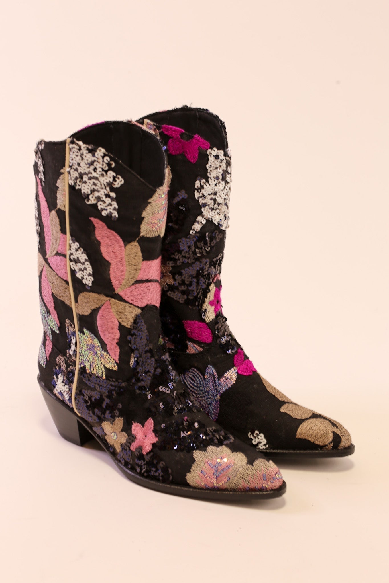 BLACK SEQUIN BOOTS ASBA - BANGKOK TAILOR CLOTHING STORE - HANDMADE CLOTHING