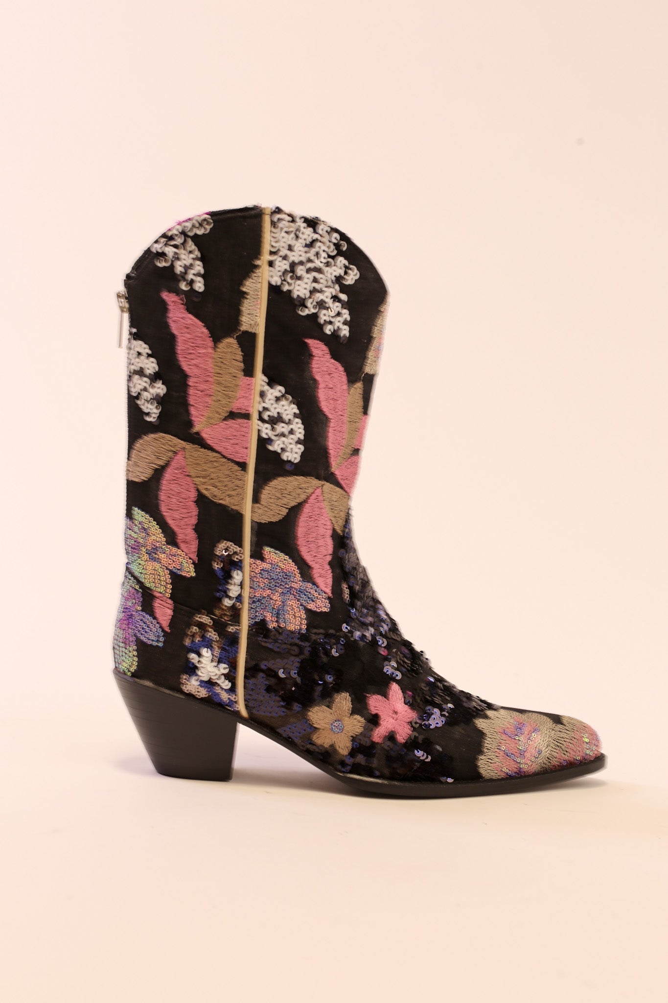 BLACK SEQUIN BOOTS ASBA - BANGKOK TAILOR CLOTHING STORE - HANDMADE CLOTHING