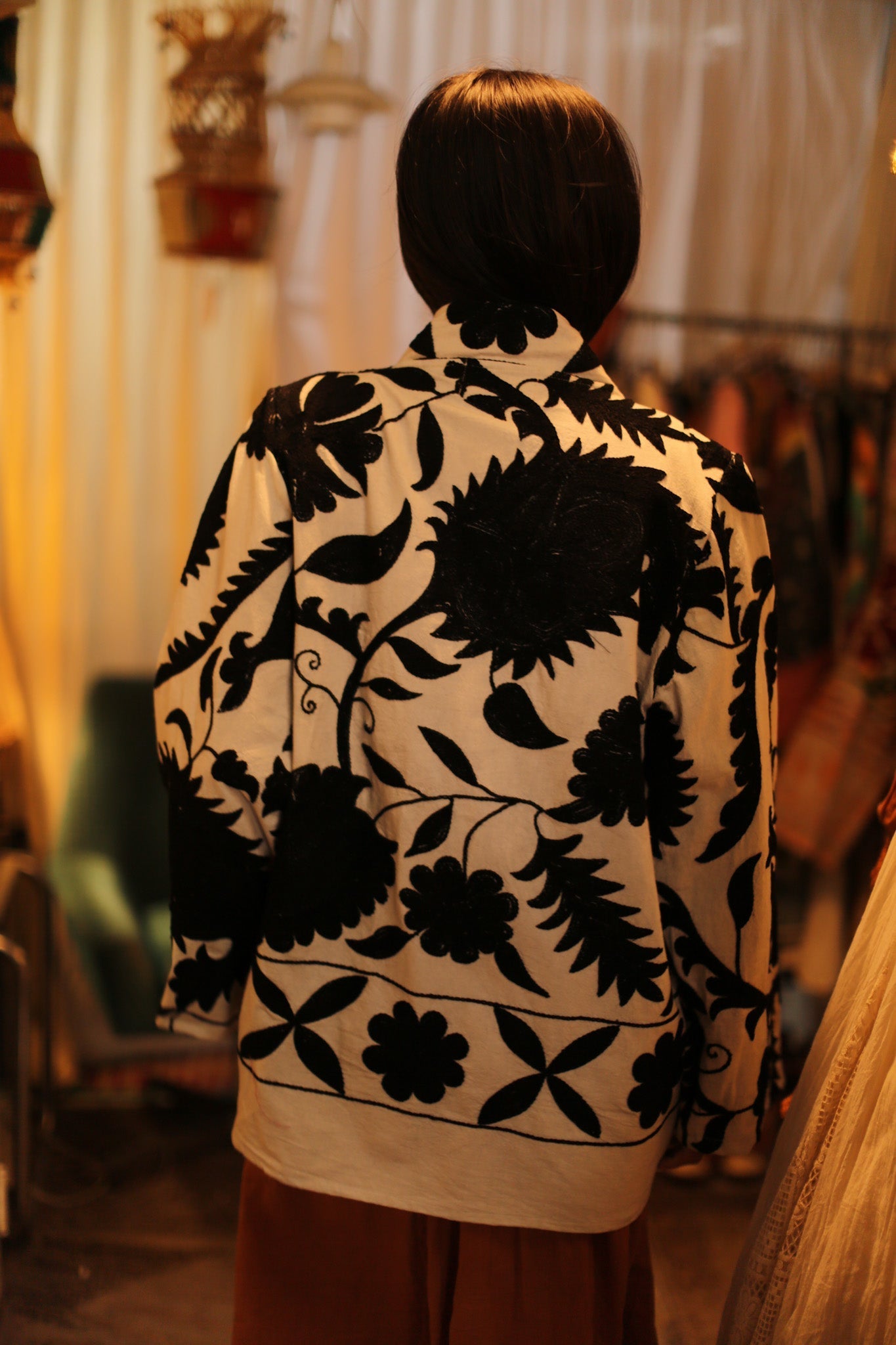 BLACK WHITE KIMONO DRISA - BANGKOK TAILOR CLOTHING STORE - HANDMADE CLOTHING