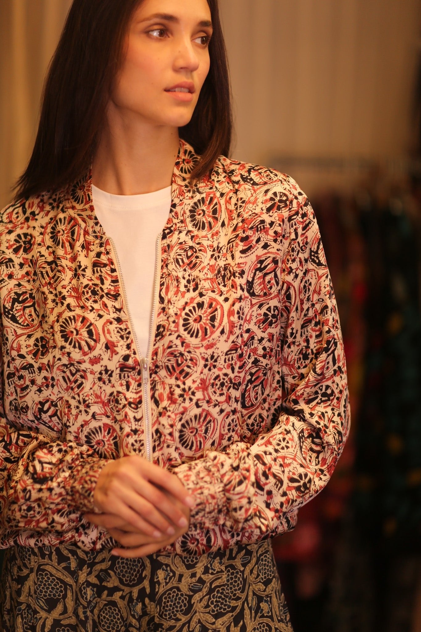 BOMBER JACKET SILK ANCHA FAROLA - BANGKOK TAILOR CLOTHING STORE - HANDMADE CLOTHING