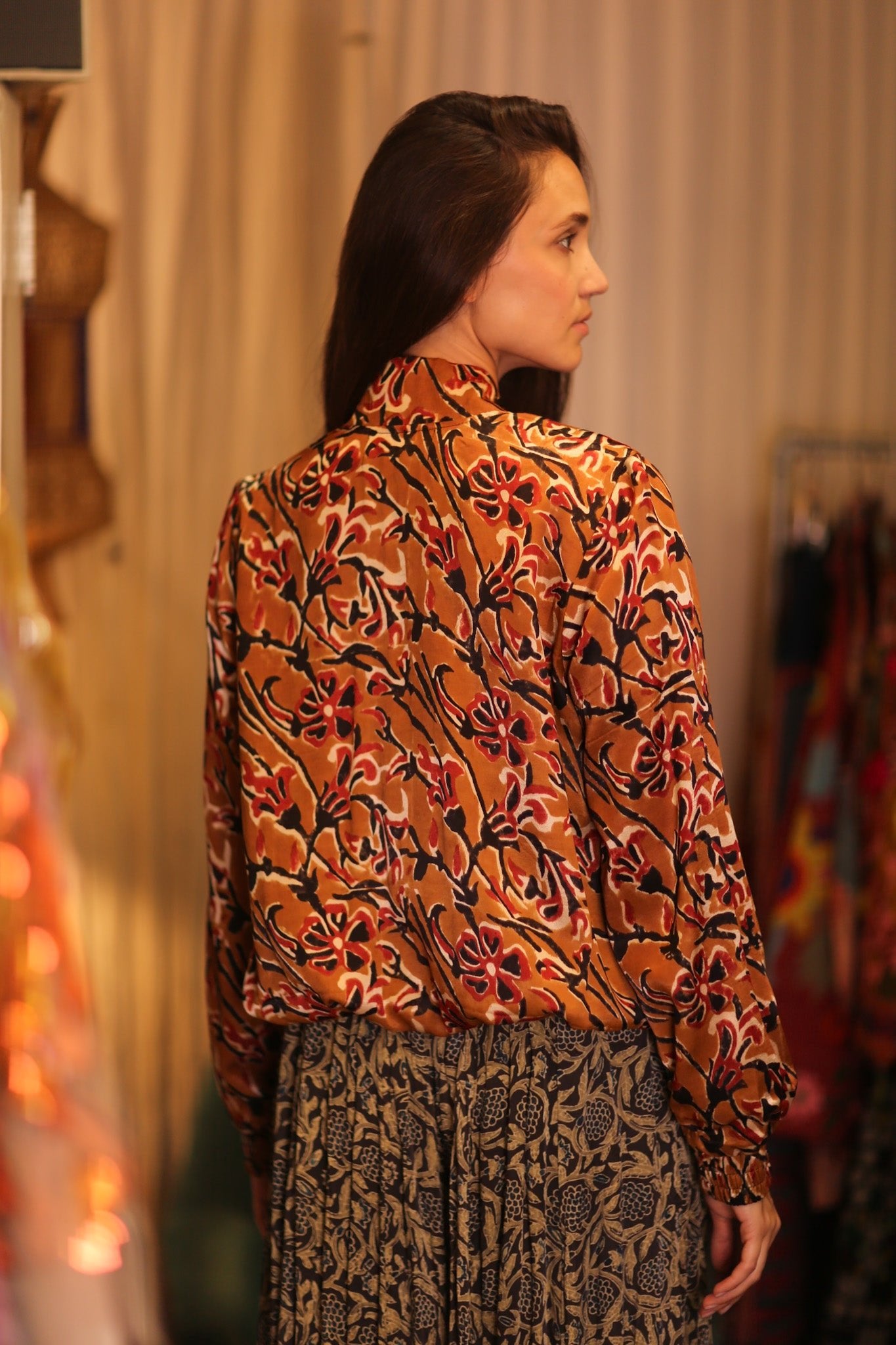 BOMBER JACKET SILK ANCHA JASMINE - BANGKOK TAILOR CLOTHING STORE - HANDMADE CLOTHING
