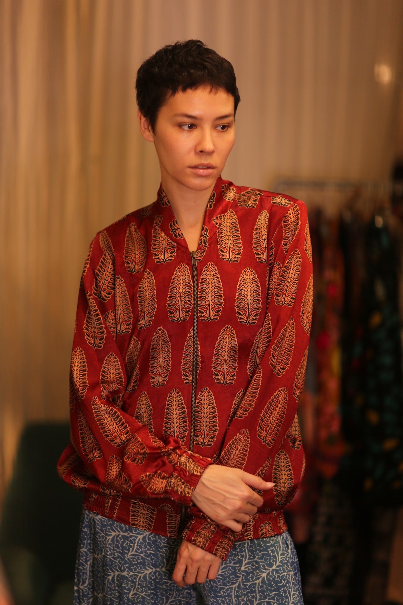 BOMBER JACKET SILK LOLI - BANGKOK TAILOR CLOTHING STORE - HANDMADE CLOTHING