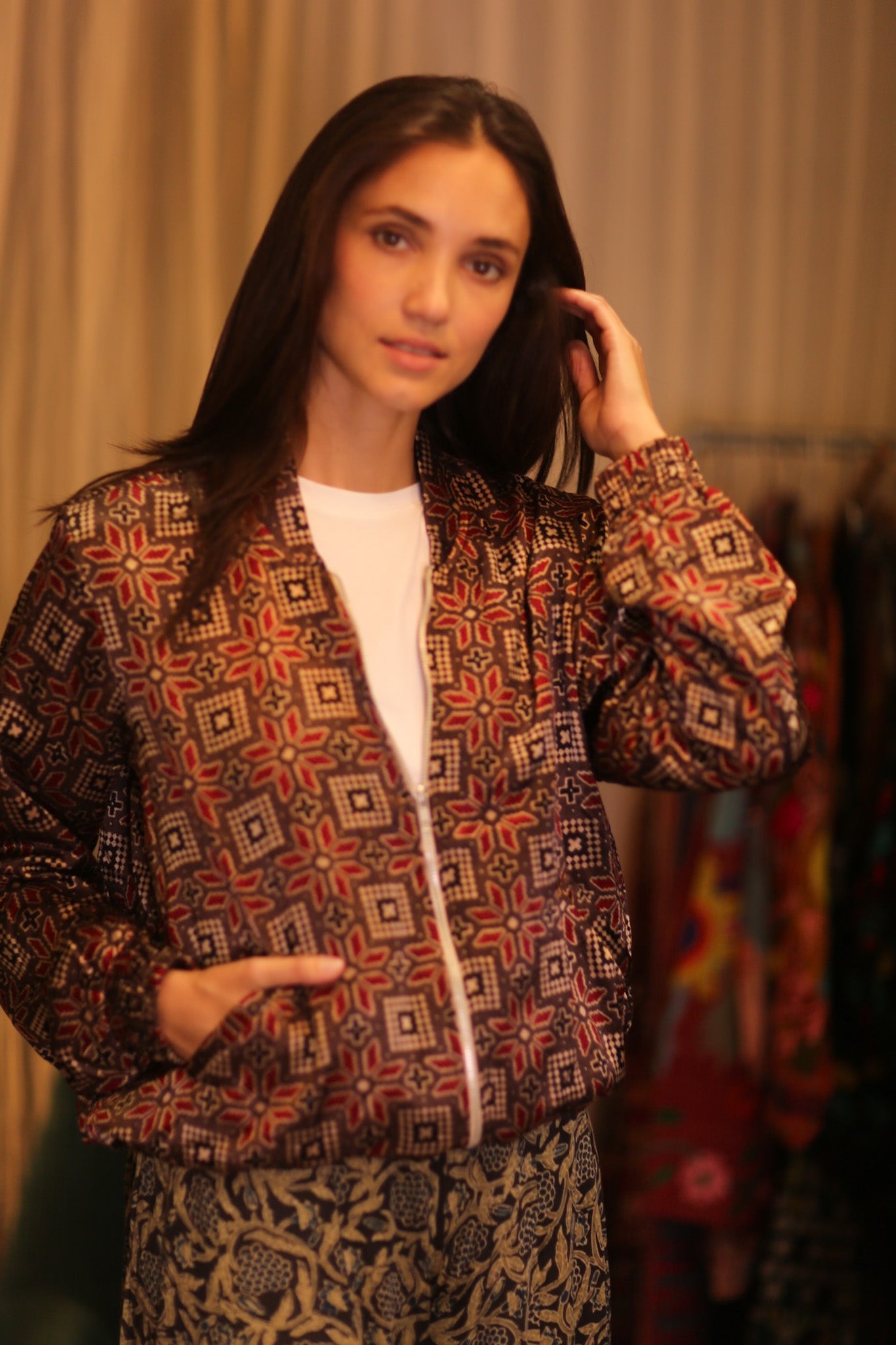 BOMBER SILK JACKET RUBY - BANGKOK TAILOR CLOTHING STORE - HANDMADE CLOTHING