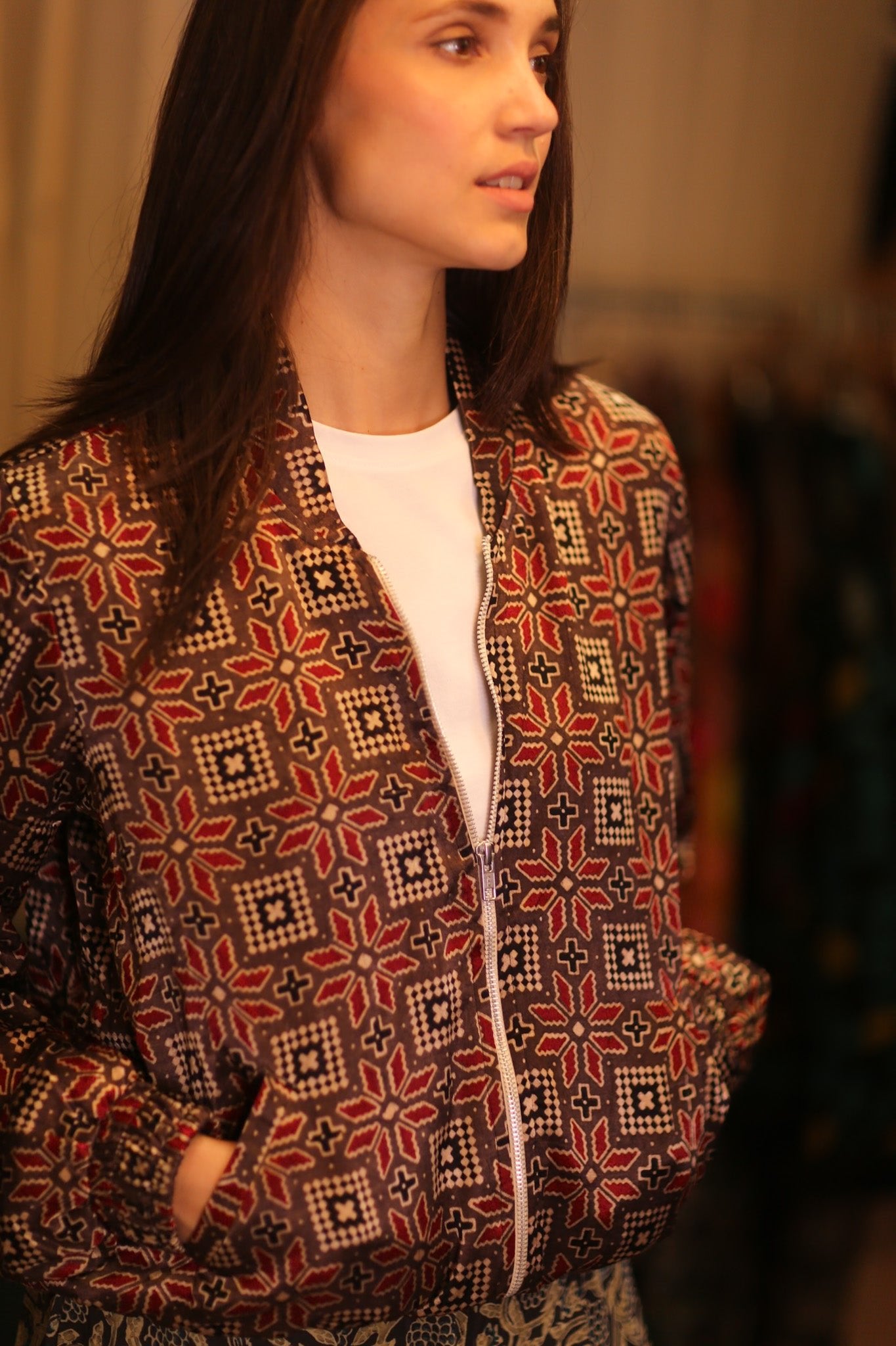 BOMBER SILK JACKET RUBY - BANGKOK TAILOR CLOTHING STORE - HANDMADE CLOTHING