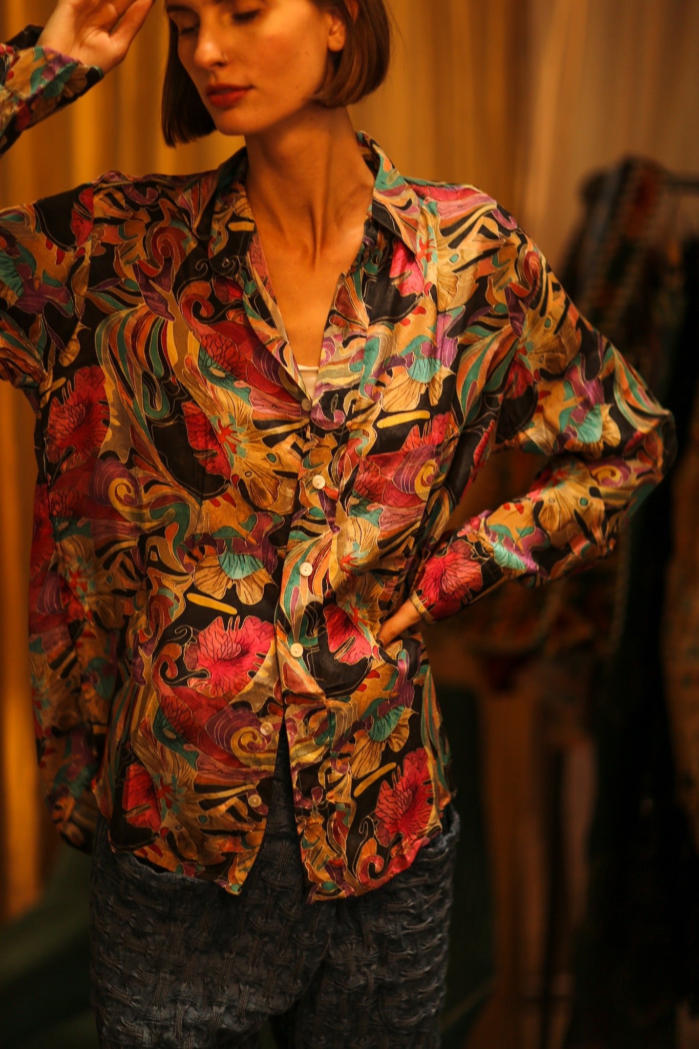 BOYFRIEND BILLIE BLACK OCEAN FLOWERS - BANGKOK TAILOR CLOTHING STORE - HANDMADE CLOTHING