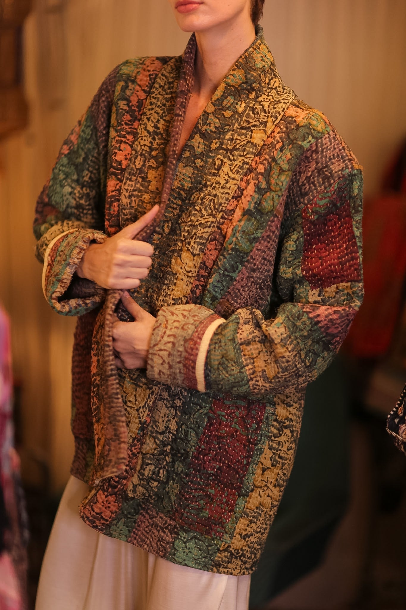 BRIGHT AND WARM KANTHA JACKET MYIAT - BANGKOK TAILOR CLOTHING STORE - HANDMADE CLOTHING