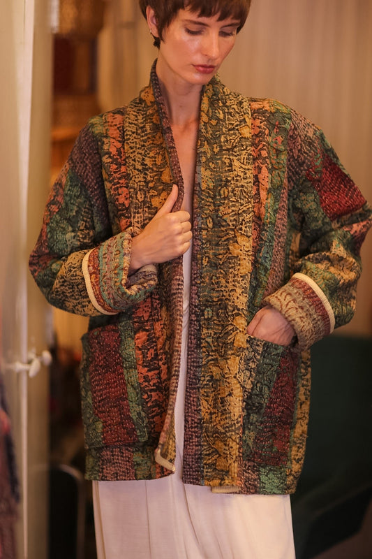BRIGHT AND WARM KANTHA JACKET MYIAT - BANGKOK TAILOR CLOTHING STORE - HANDMADE CLOTHING