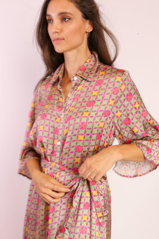 BUTTON DOWN DRESS KIMONO SOKAGI - BANGKOK TAILOR CLOTHING STORE - HANDMADE CLOTHING