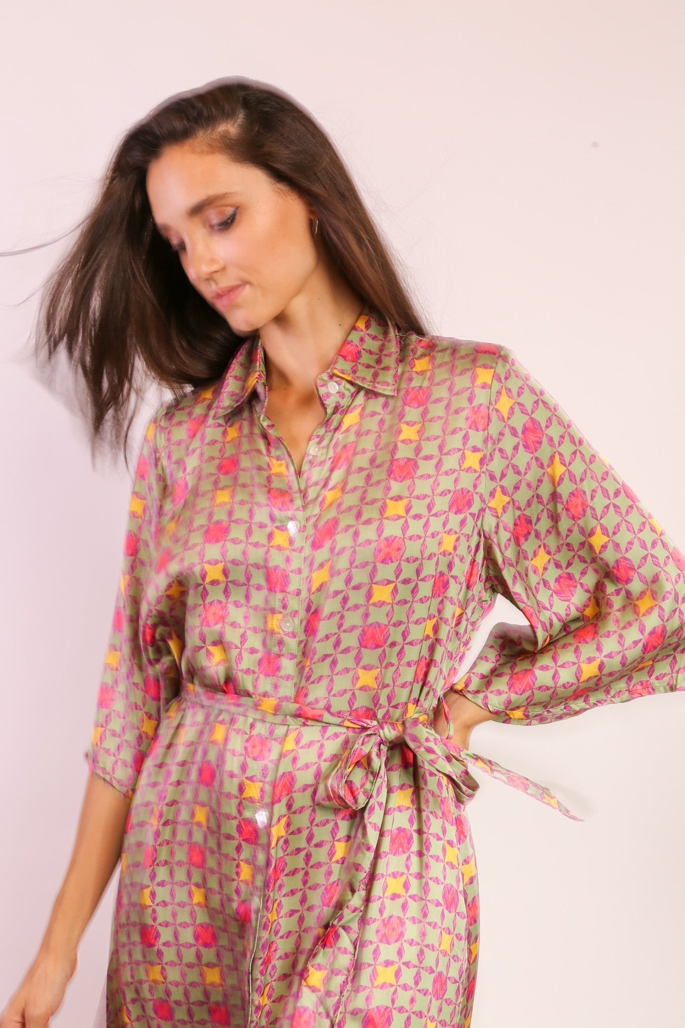 BUTTON DOWN DRESS KIMONO SOKAGI - BANGKOK TAILOR CLOTHING STORE - HANDMADE CLOTHING