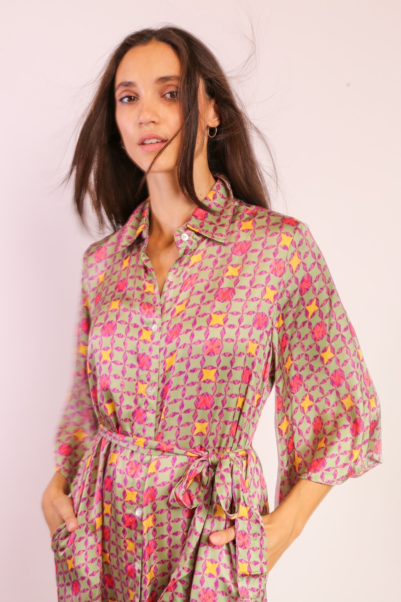 BUTTON DOWN DRESS KIMONO SOKAGI - BANGKOK TAILOR CLOTHING STORE - HANDMADE CLOTHING