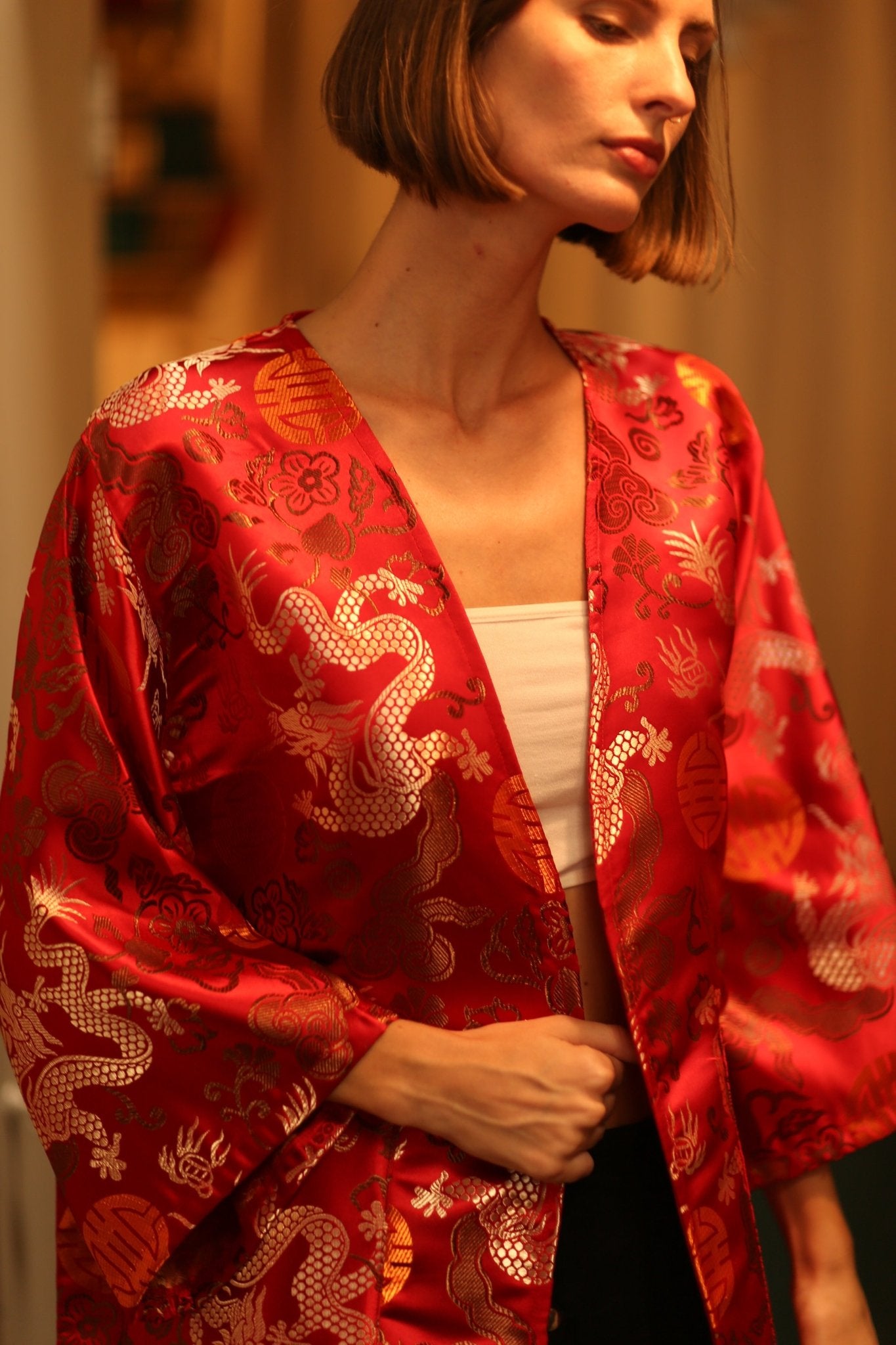 CHINESE TRAGON KIMONO JACKET LUCA - BANGKOK TAILOR CLOTHING STORE - HANDMADE CLOTHING