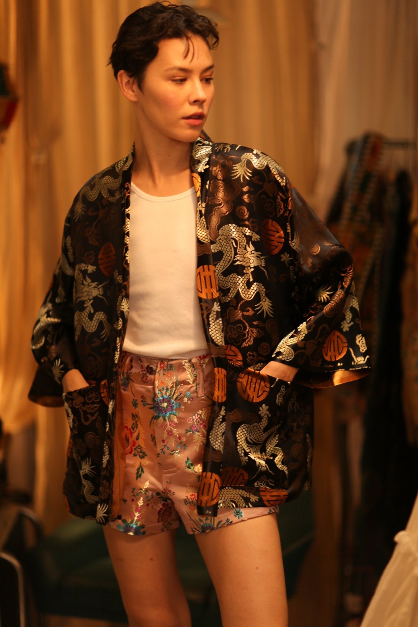 CHINESE TRAGON KIMONO JACKET LUCA - BANGKOK TAILOR CLOTHING STORE - HANDMADE CLOTHING