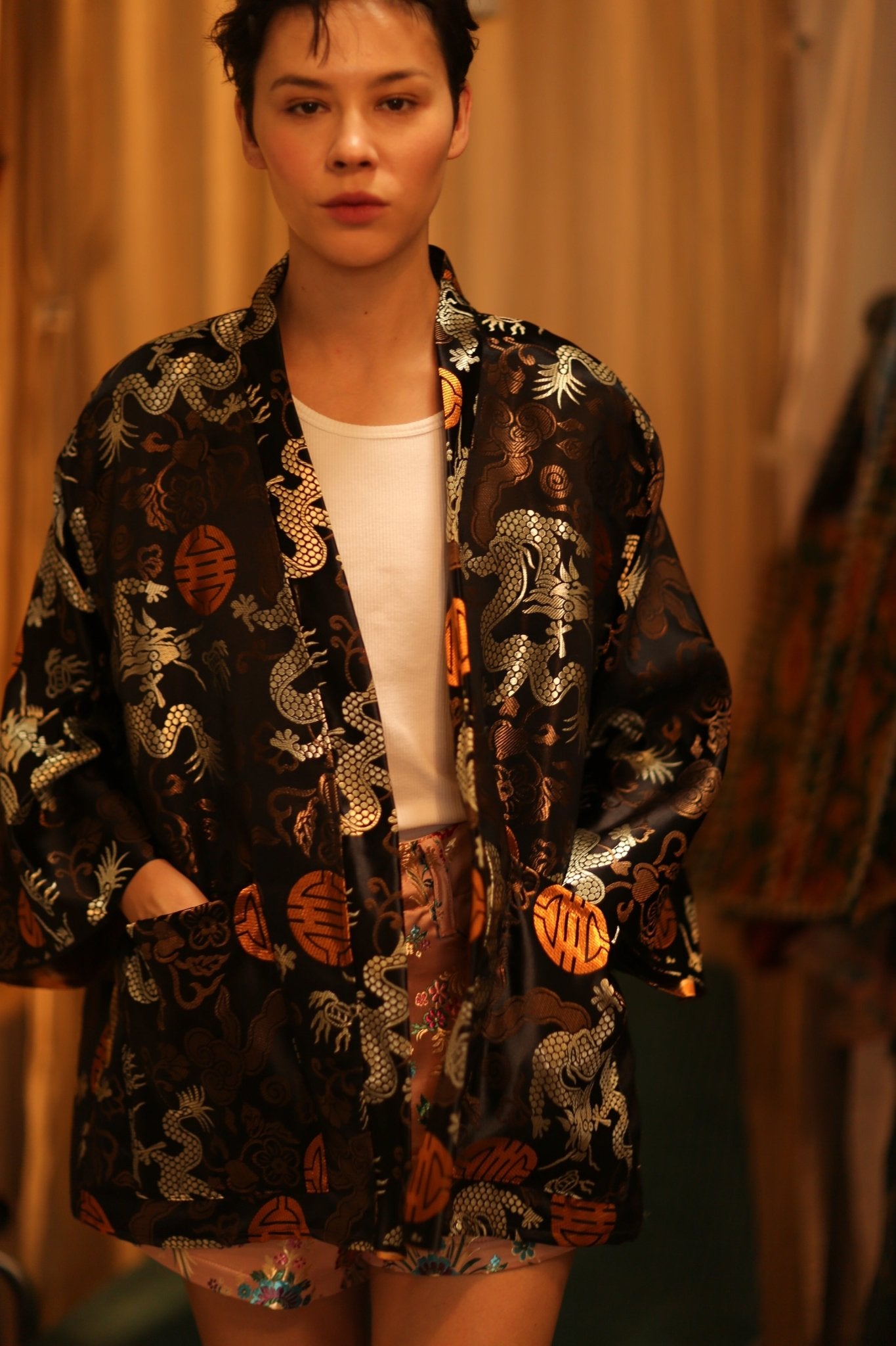 CHINESE TRAGON KIMONO JACKET LUCA - BANGKOK TAILOR CLOTHING STORE - HANDMADE CLOTHING